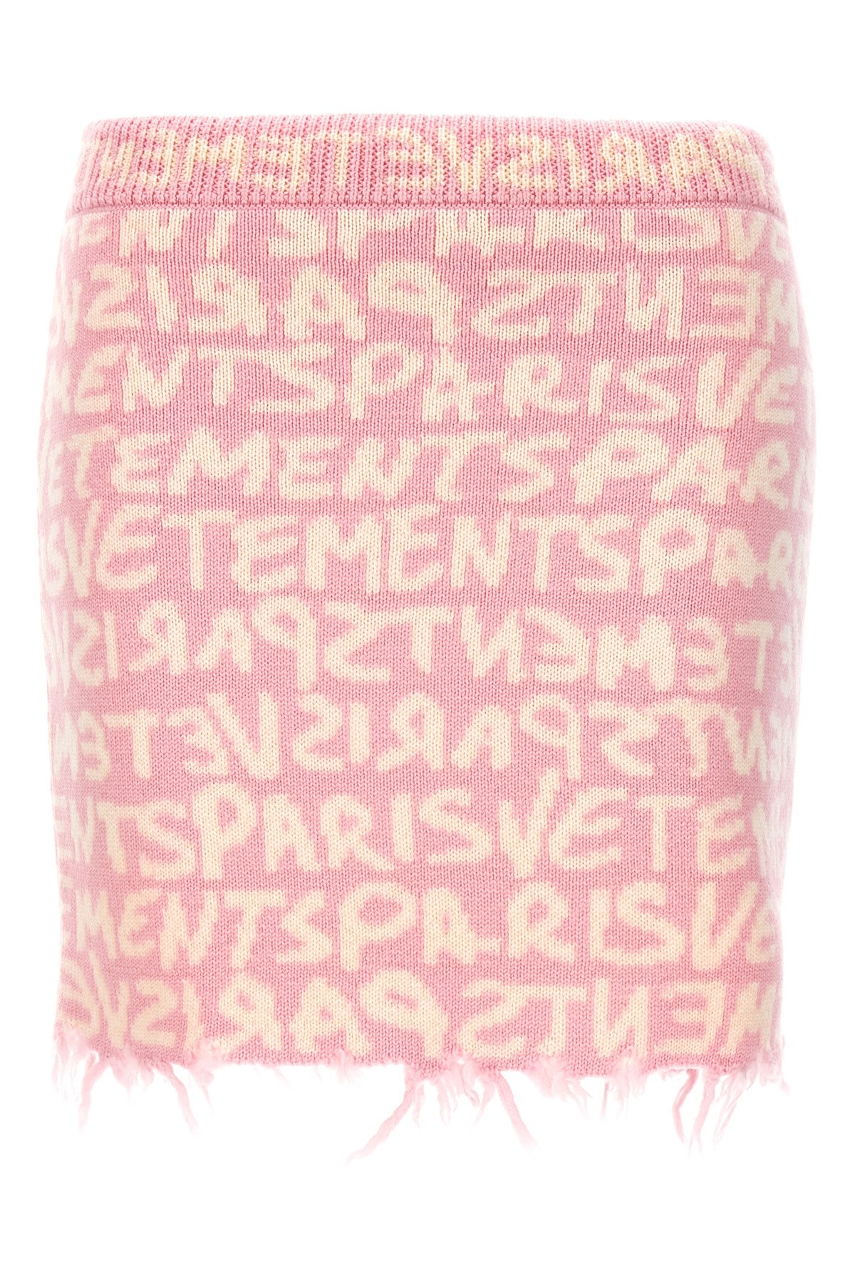 Vetements 'printed Monogram' Elastic Waistband Skirt With Frayed Hem