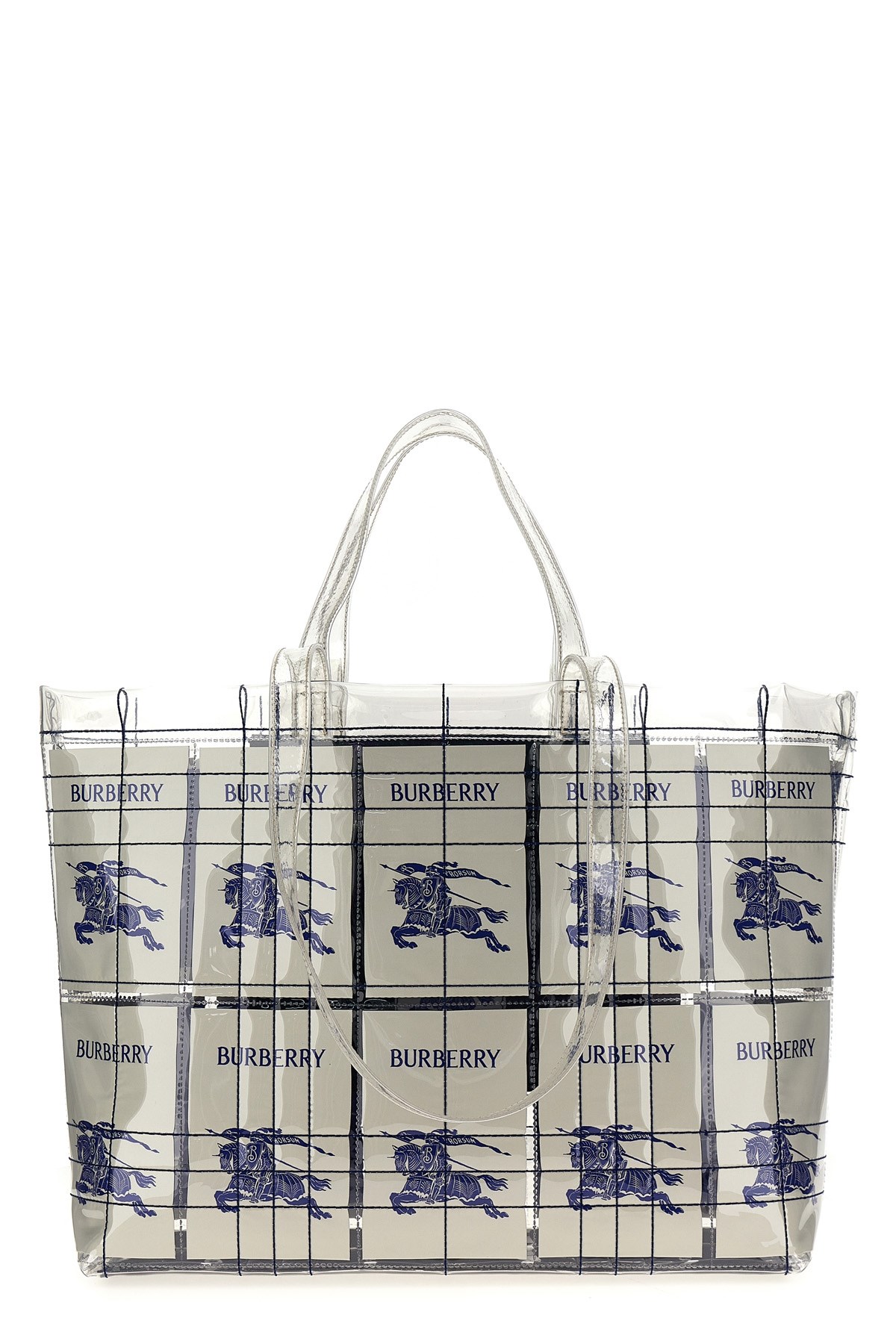 Burberry Transparent Check Pattern Tote Bag With Double Handles