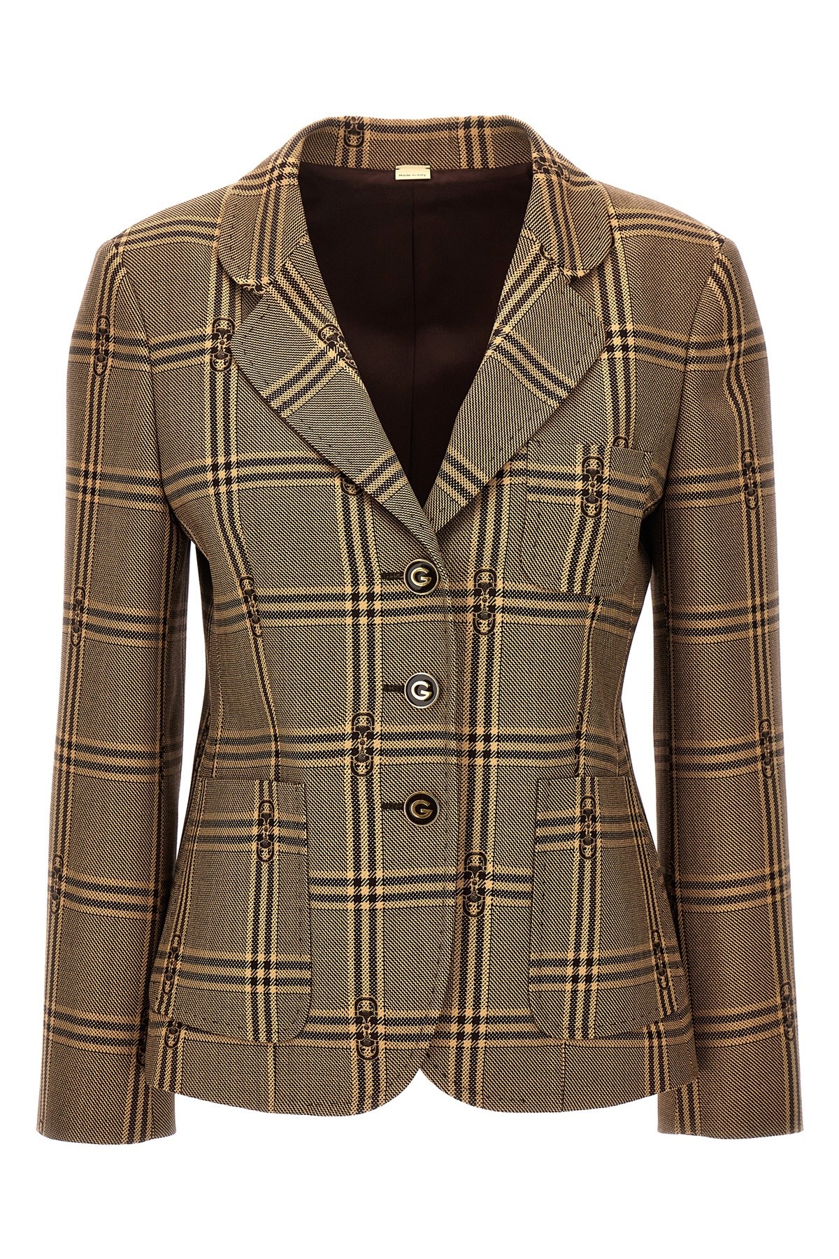 Gucci Madras Wool Blazar With Horsebit