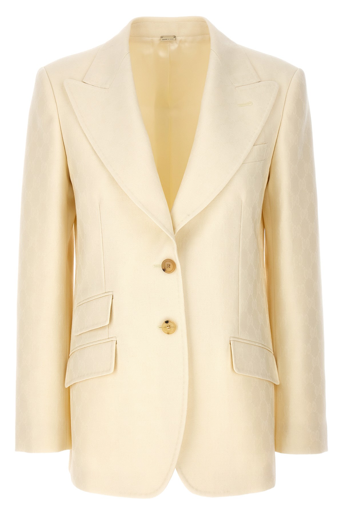 ジャケット GUCCI Single-breasted jacquard logo blazer Gucci Single-breasted Jacquard Logo Blazer In White | ModeSens