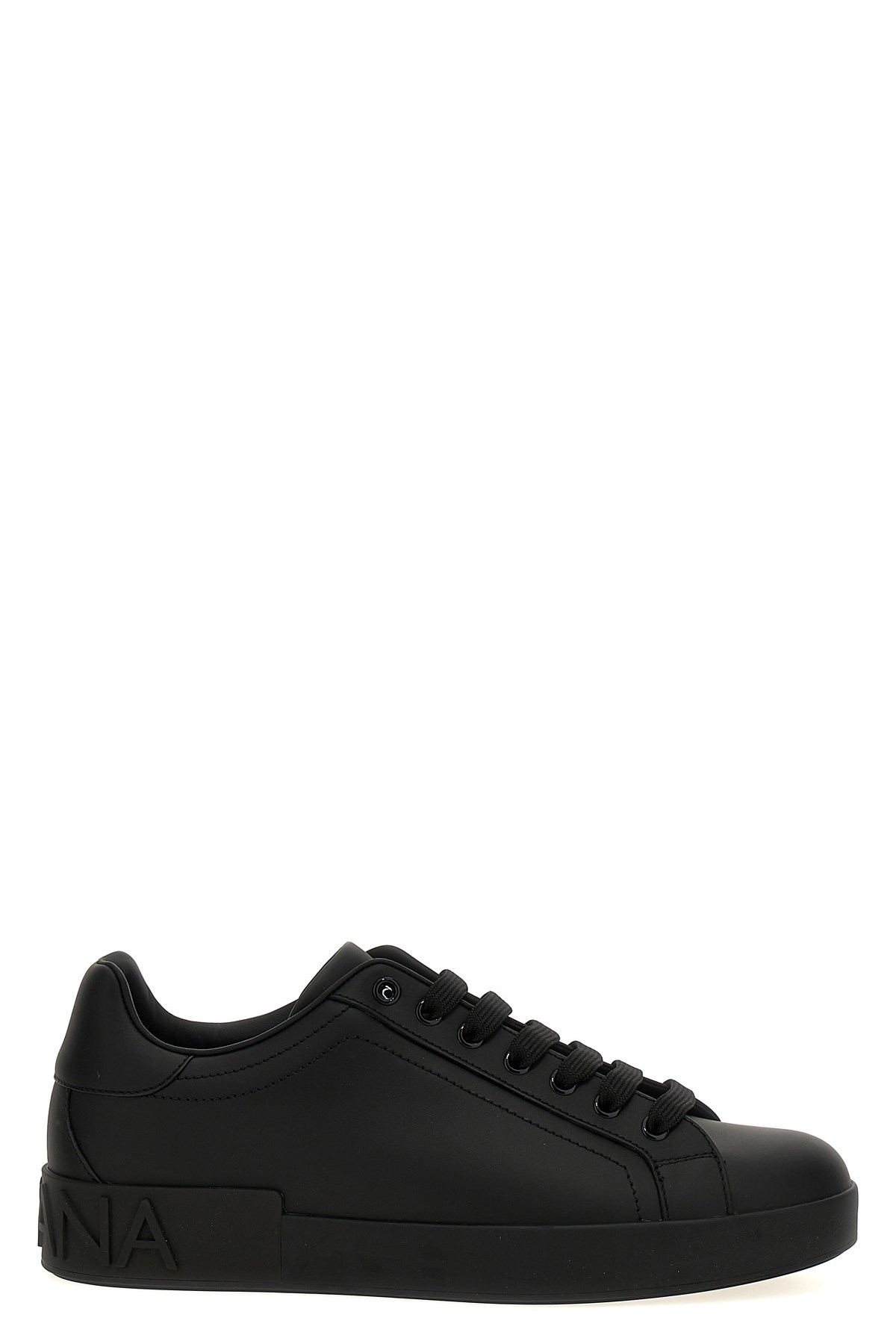 Dolce & Gabbana Portofino Light Black Sneakers With Logo Patch On The Tongue And Tonal Logo Lettering On The Heel In In Black
