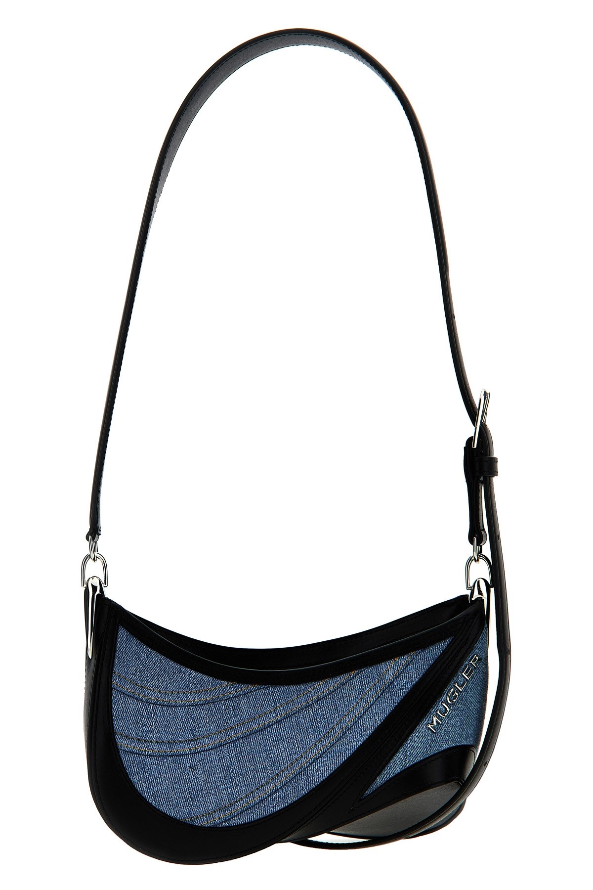Mugler 'small Denim Spiral Curve 01' Shoulder Bag