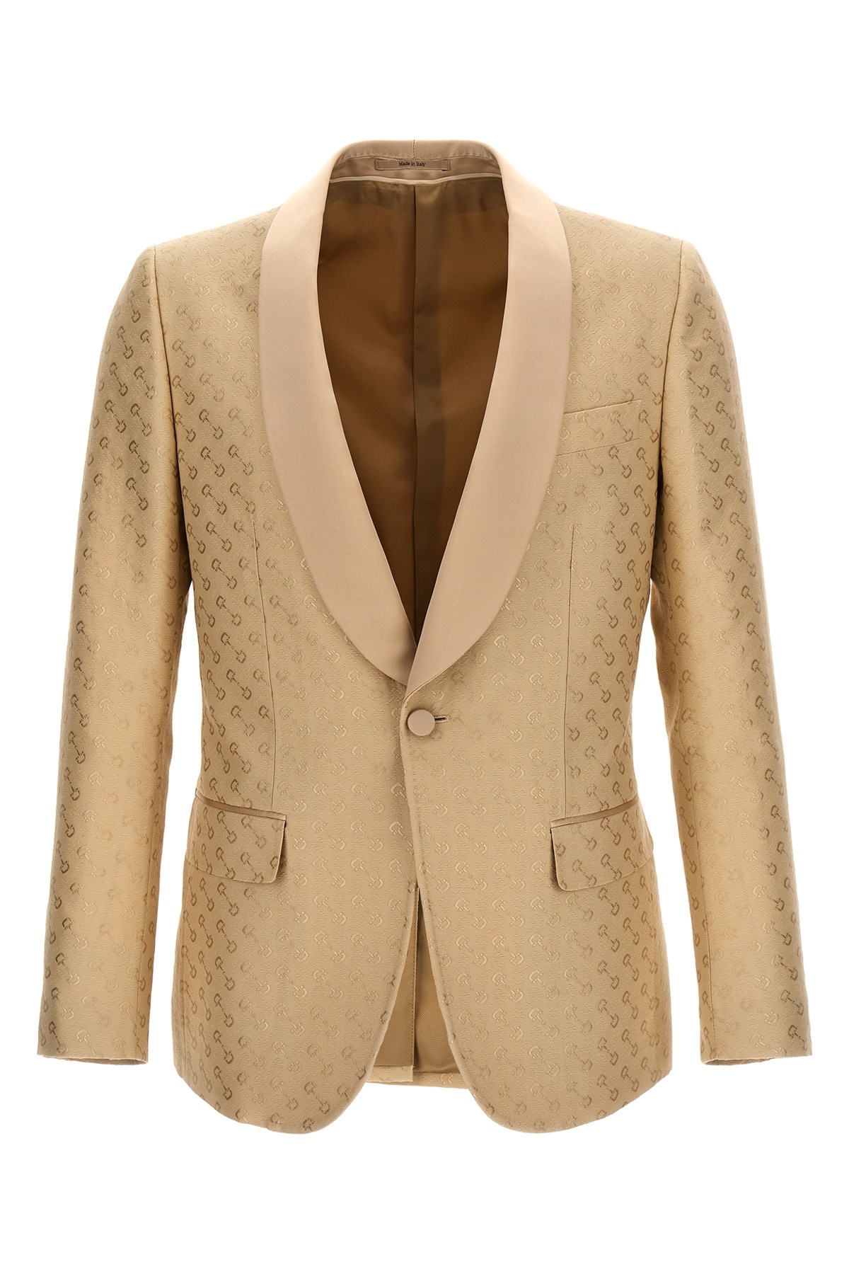 Gucci Men Clamp Jacquard Blazer In Cream