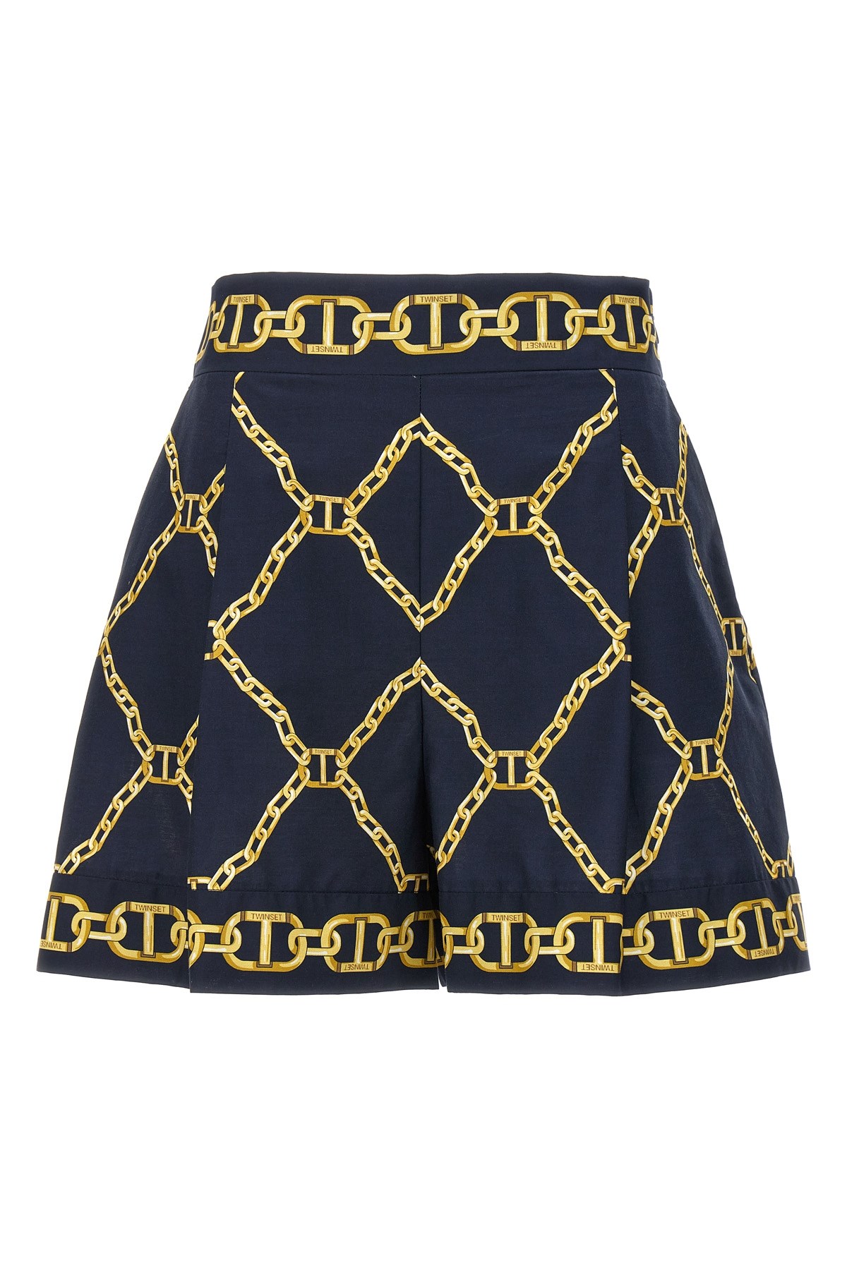 Twinset Chain Patterned Poplin Shorts