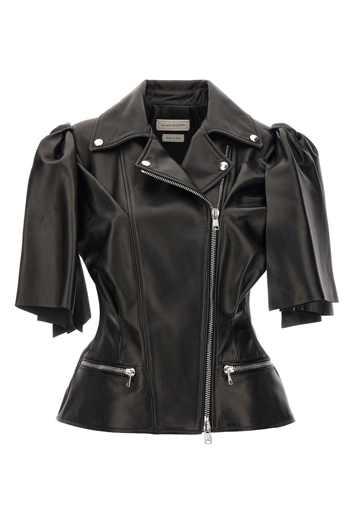 Alexander Mcqueen Sleeveless Leather Jacket With Knotted Drapery