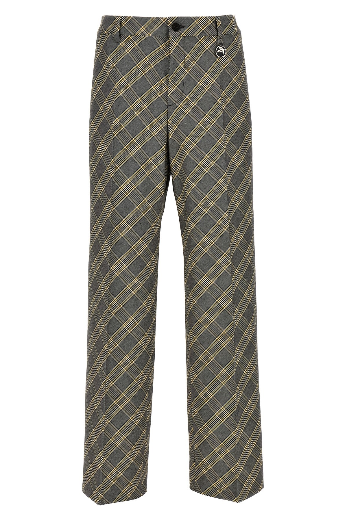 Ambush Check Print Cotton Trousers With Concealed Closure In Multi