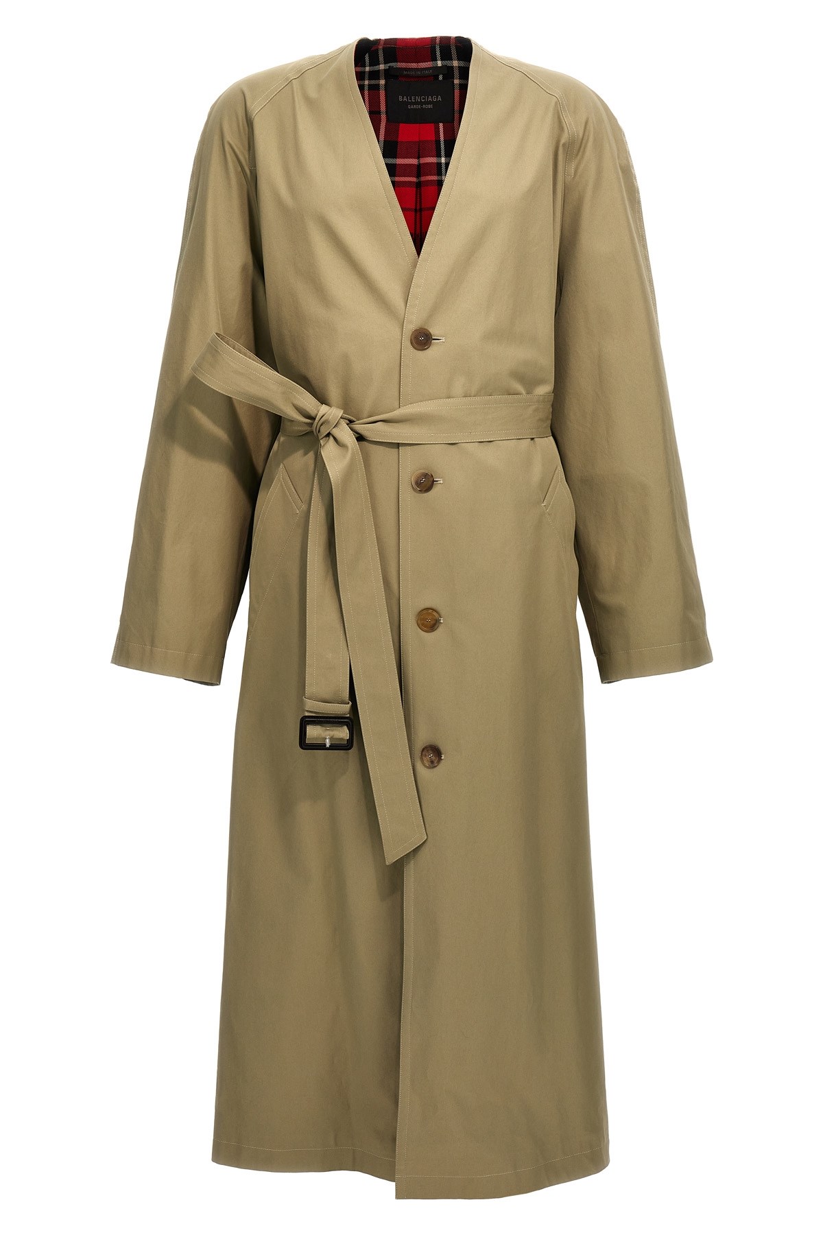 Check Lining Oversize Trench Coat - Size 40 FR