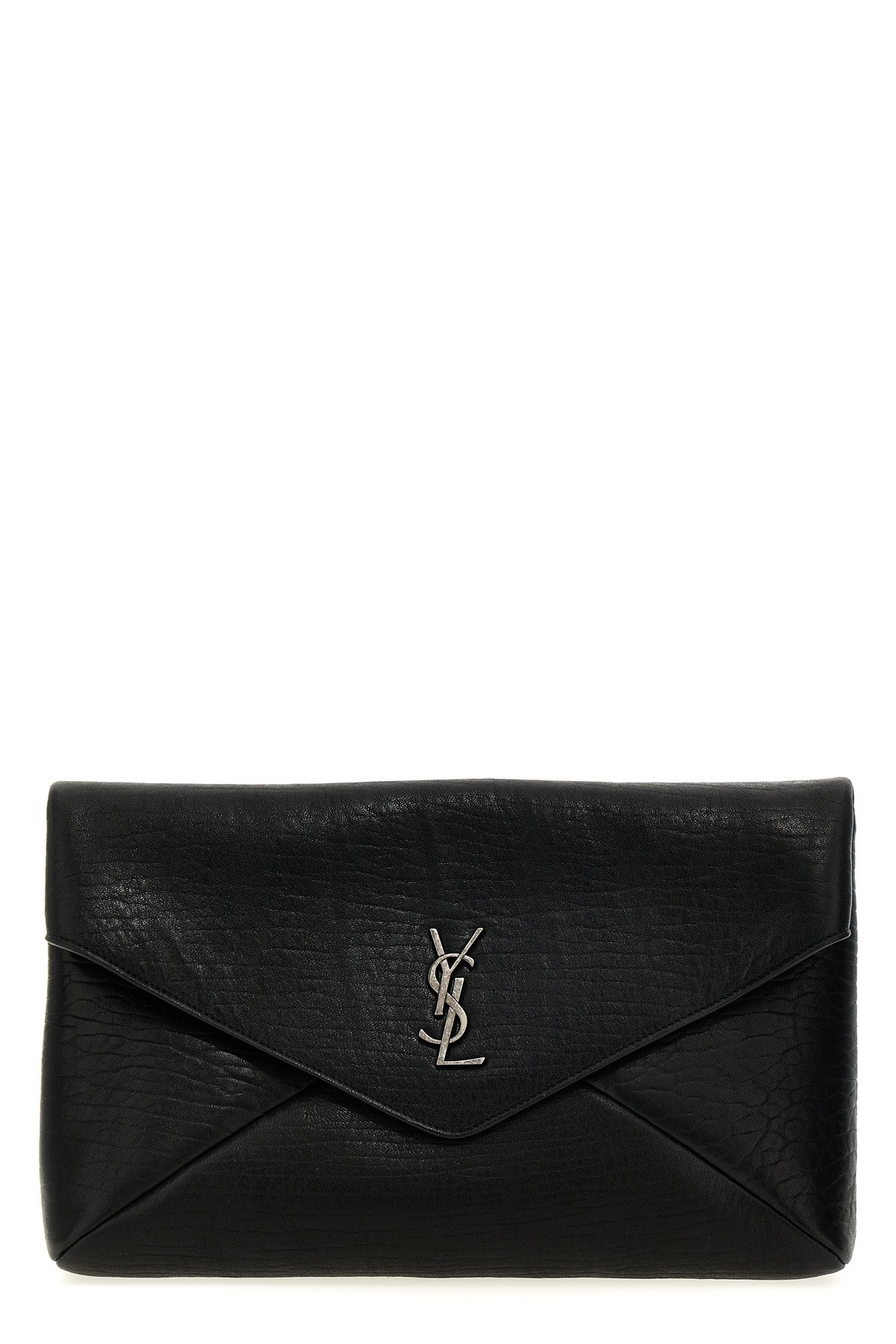 Saint Laurent 'envelope Cassandre' Large Clutch Bag In Black