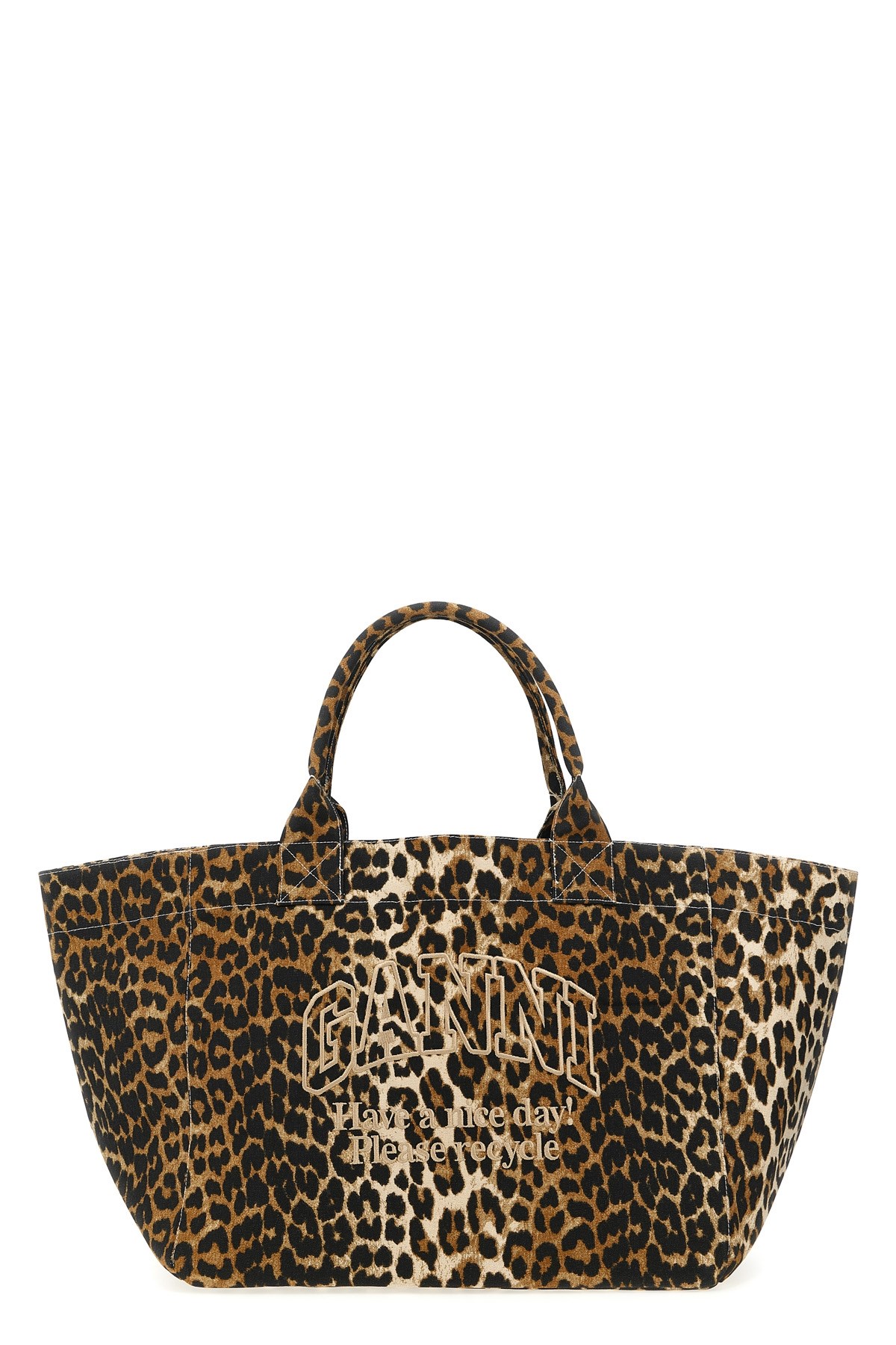 Ganni Oversized Leopard Shopping Bag