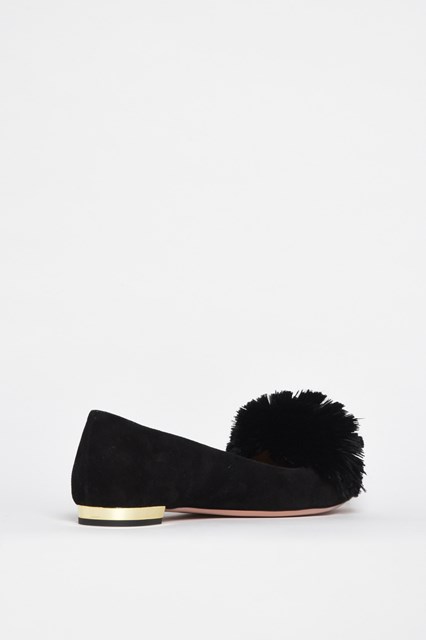 'Powder puff ballet' suede flat with pom pom in front