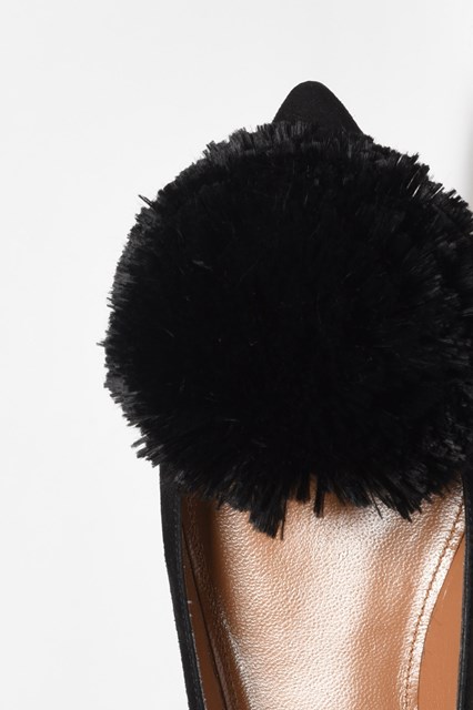 'Powder puff ballet' suede flat with pom pom in front