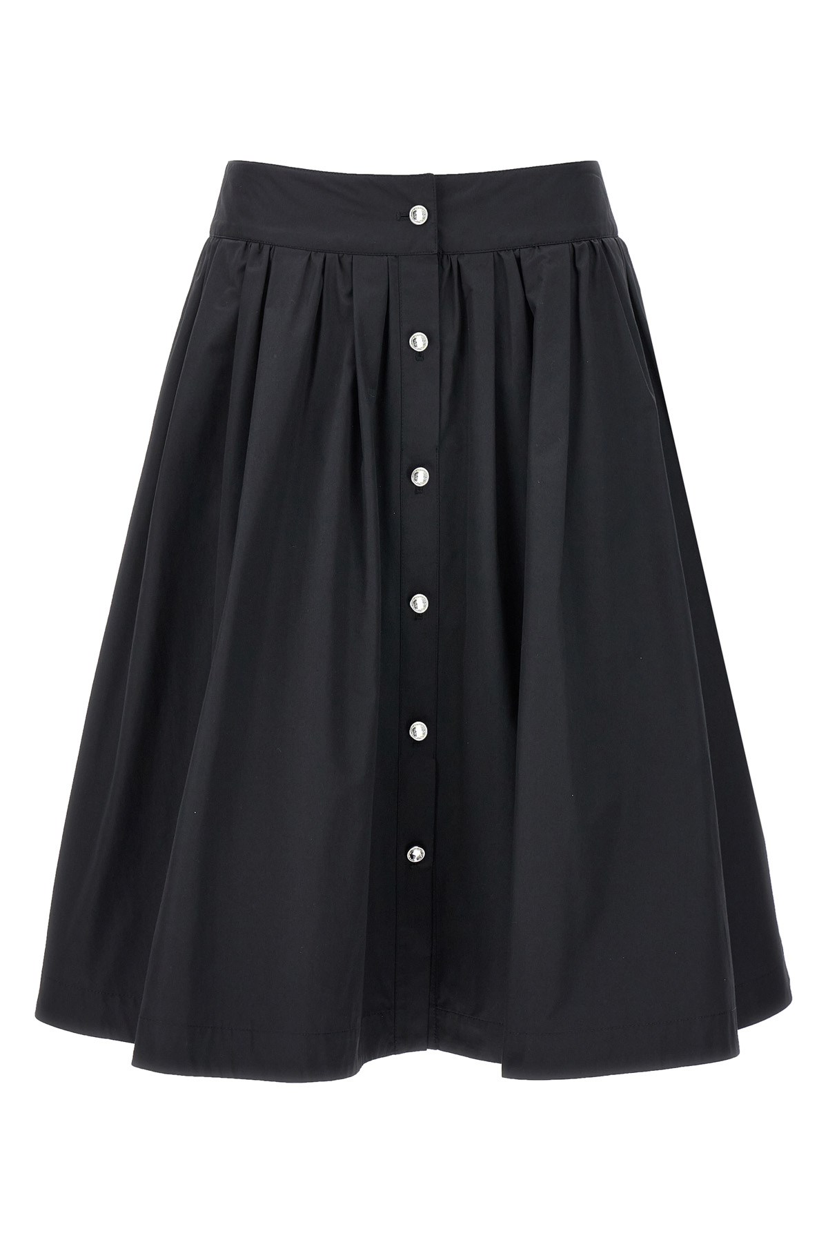 Moschino Flared High Waist Pleated Midi Skirt In Black