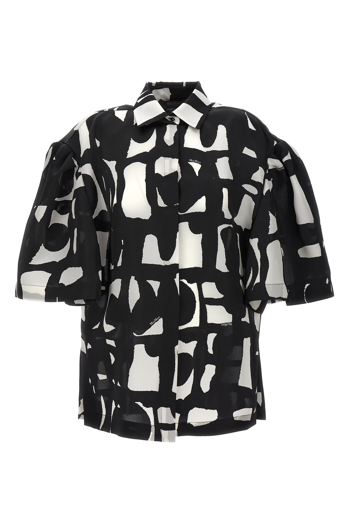 Max Mara Carella Abstract-print Puff-sleeve Collared Shirt