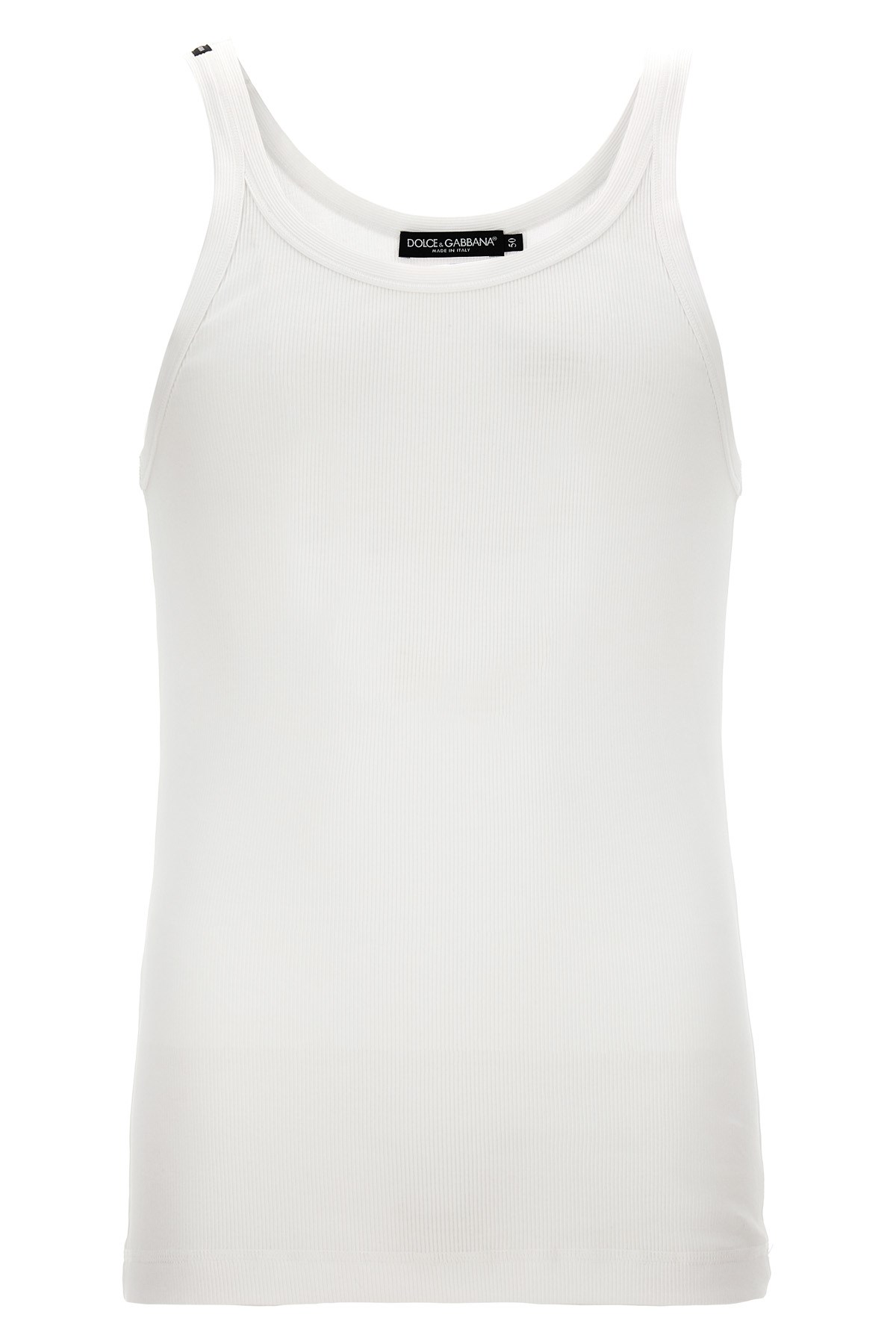 Dolce & Gabbana Classic Fit Cotton Blend Tank Top With Ribbed Texture