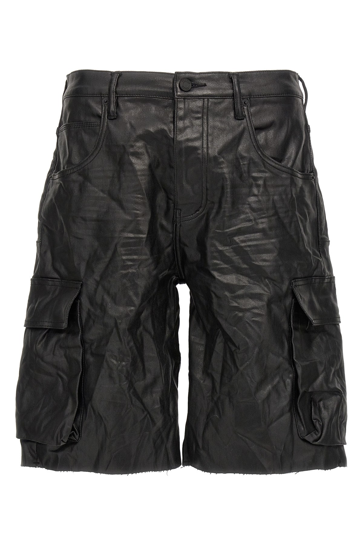 Purple 'high Shine Cargo' Bermuda Shorts In Black
