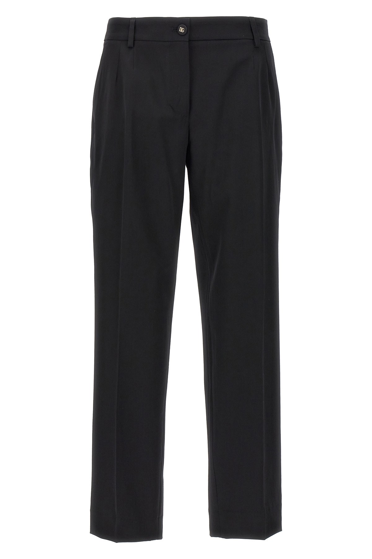 Dolce & Gabbana Wool Canvas Trousers Pants Black In Multi