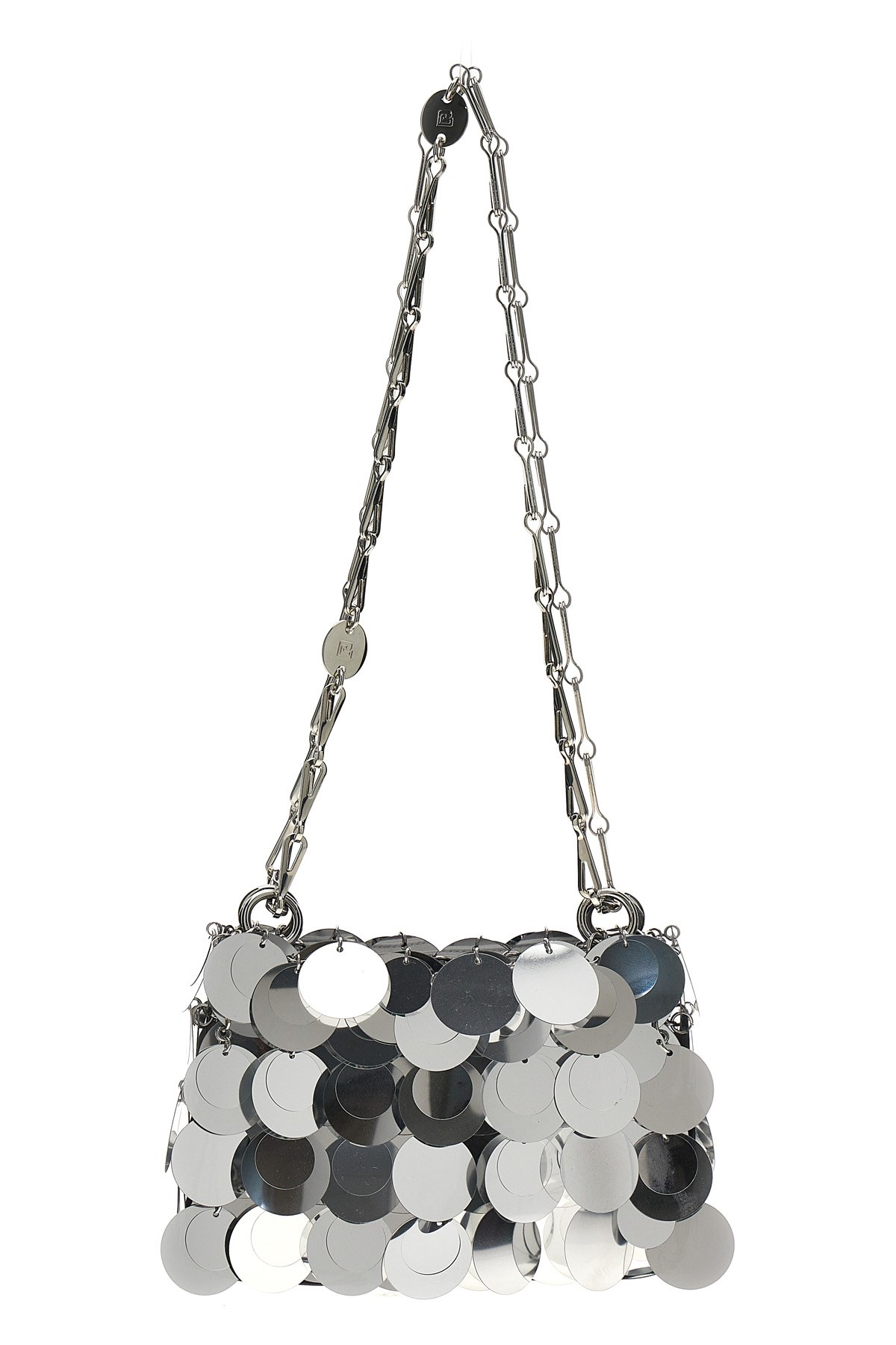 Rabanne Sparkle Discs Nano Shoulder Bag In Silver