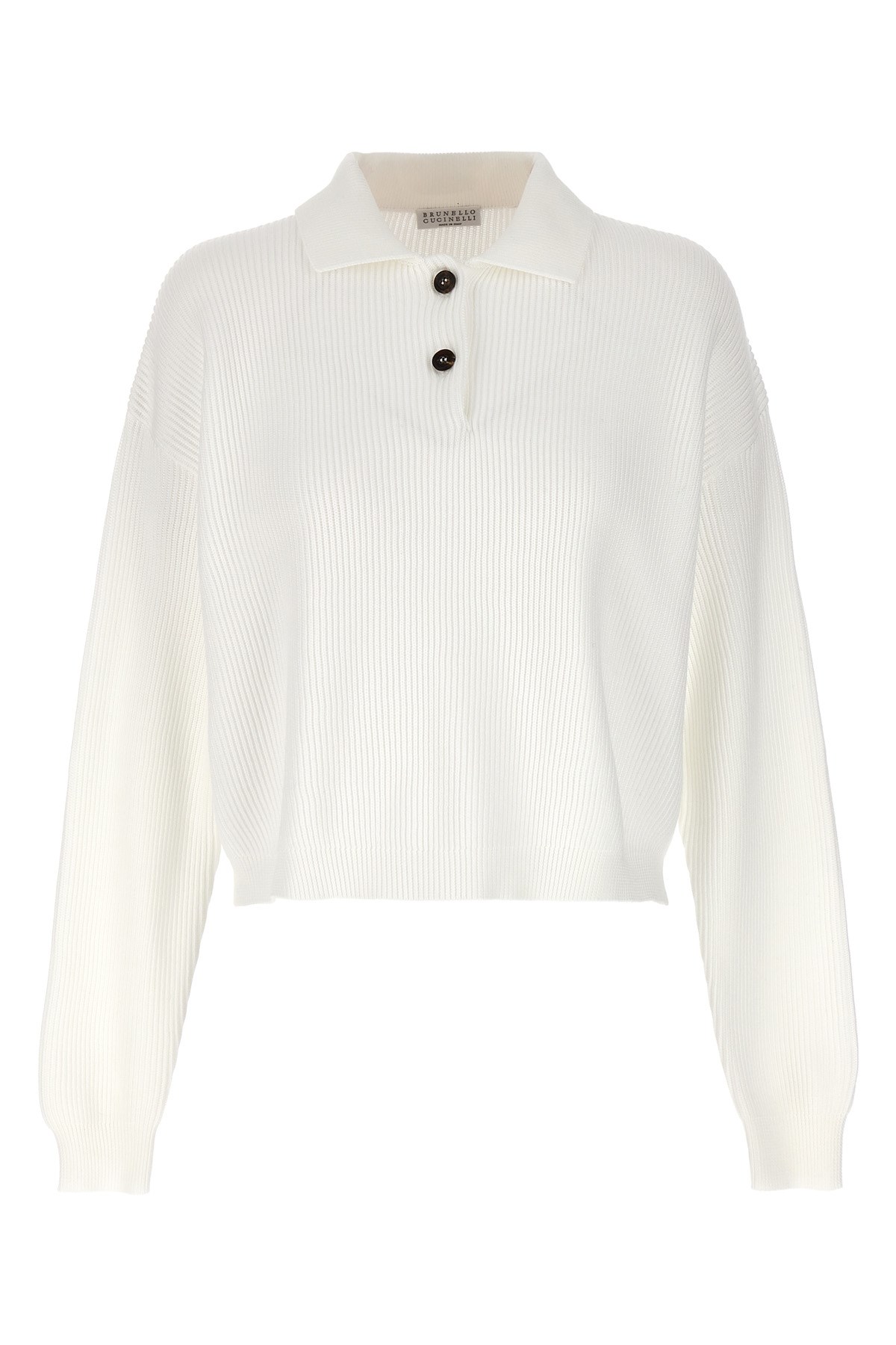 Brunello Cucinelli Women English Rib Polo Shirt In White