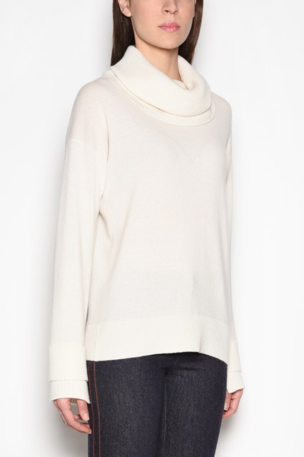 Cashmere turtleneck sweater with double edges details