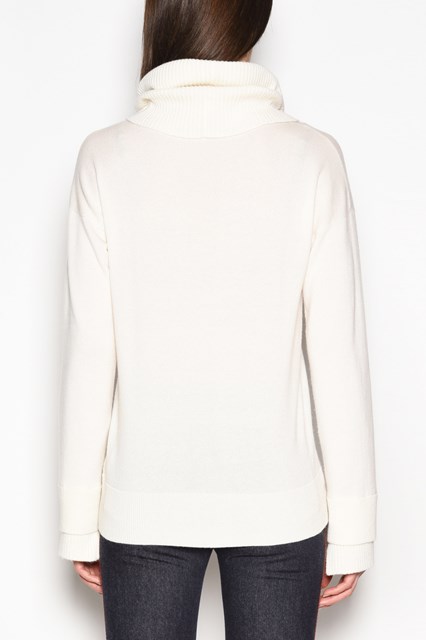 Cashmere turtleneck sweater with double edges details