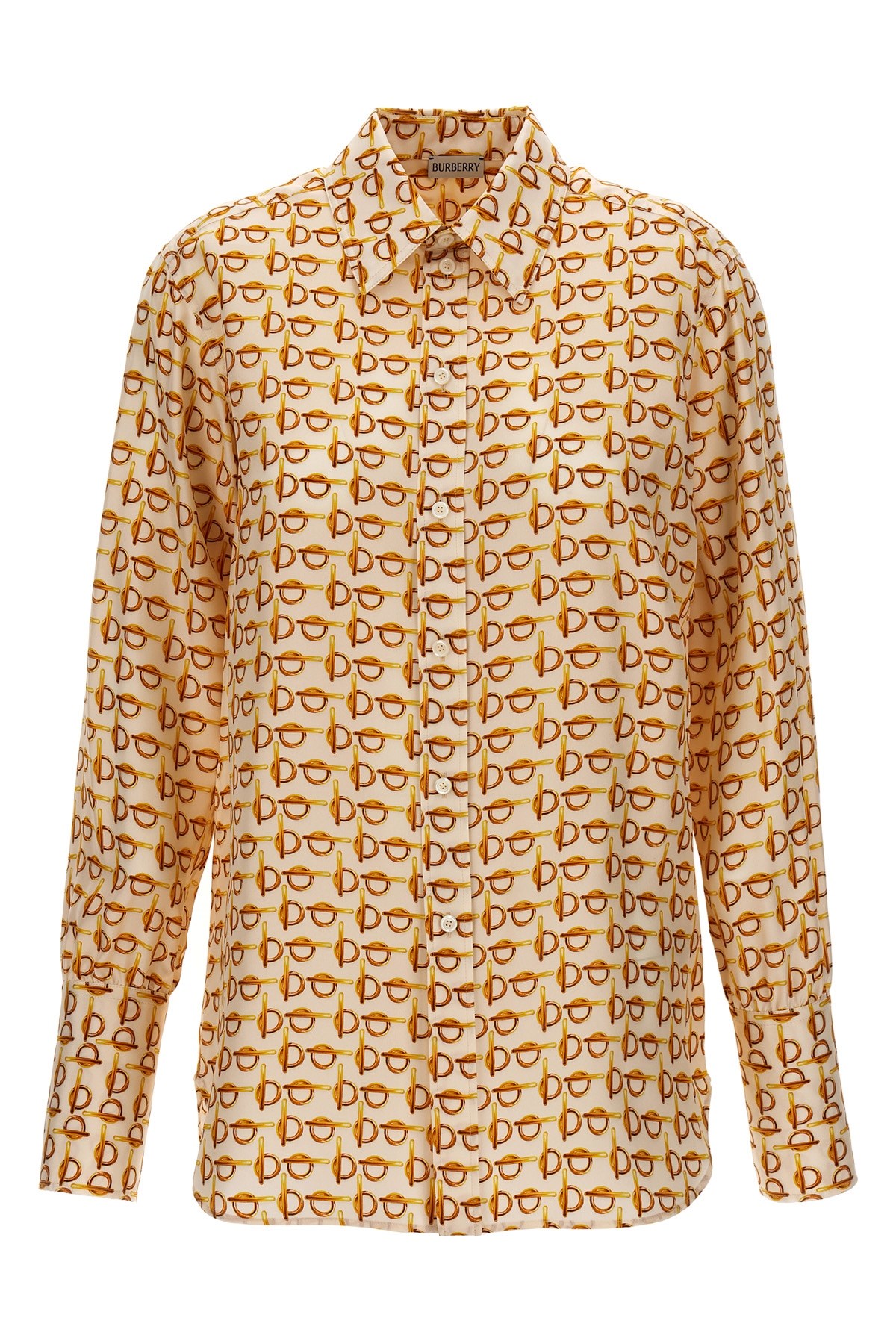 Burberry B-closure Print Silk Poplin Shirt