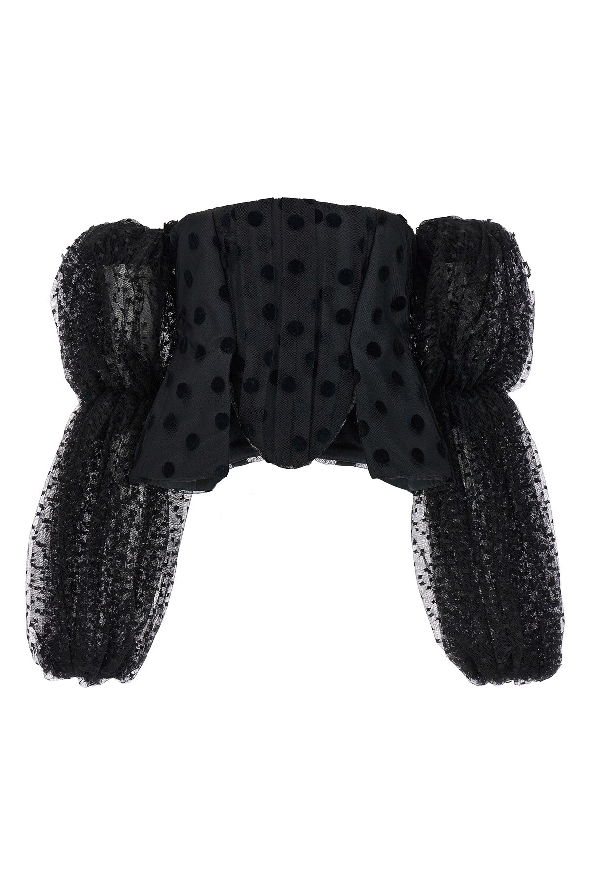 Stella Mccartney Polka Dot Mesh Top Tops Black In Black