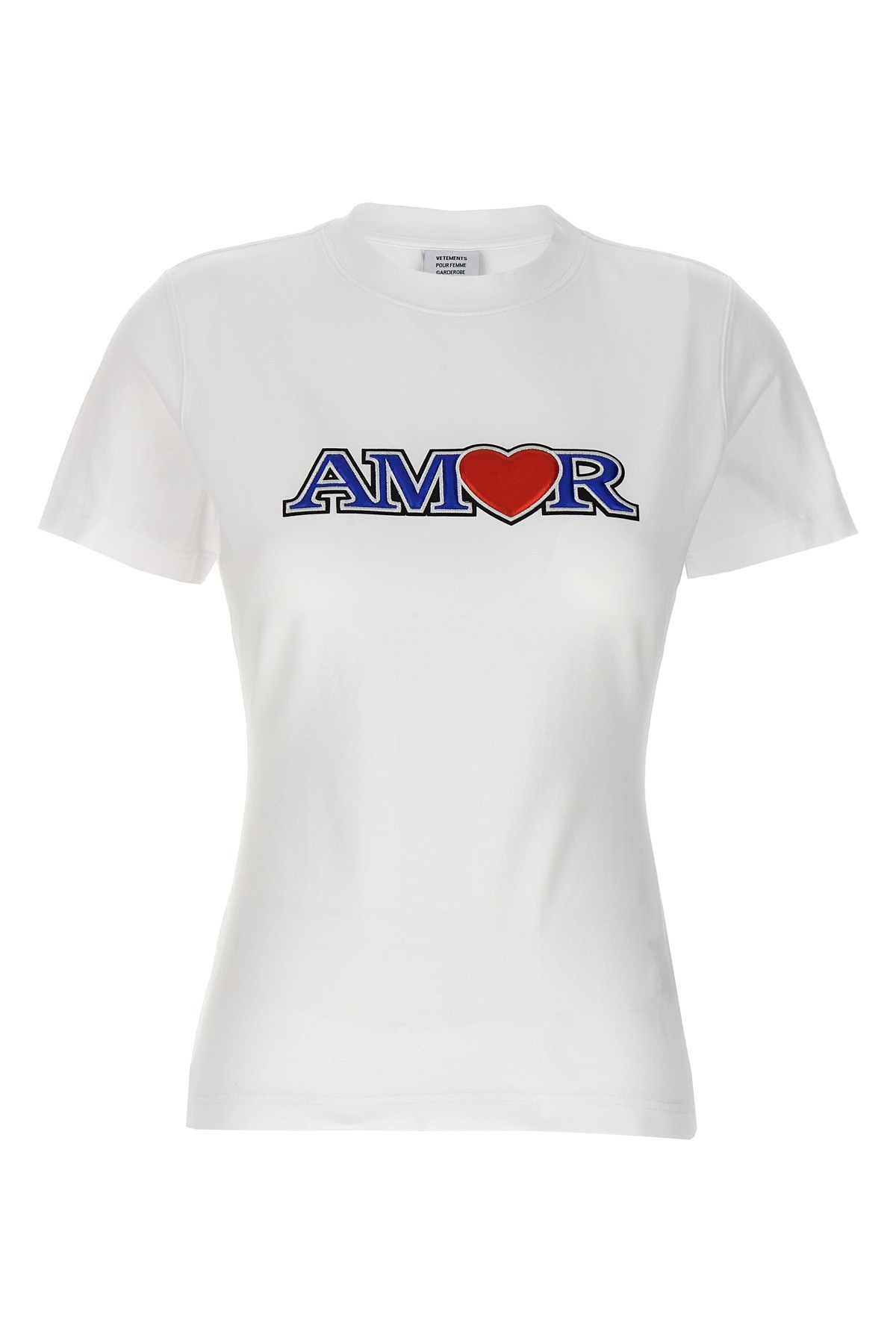 Vetements Love Crew Neck Embroidered Graphic Print T-shirt In White