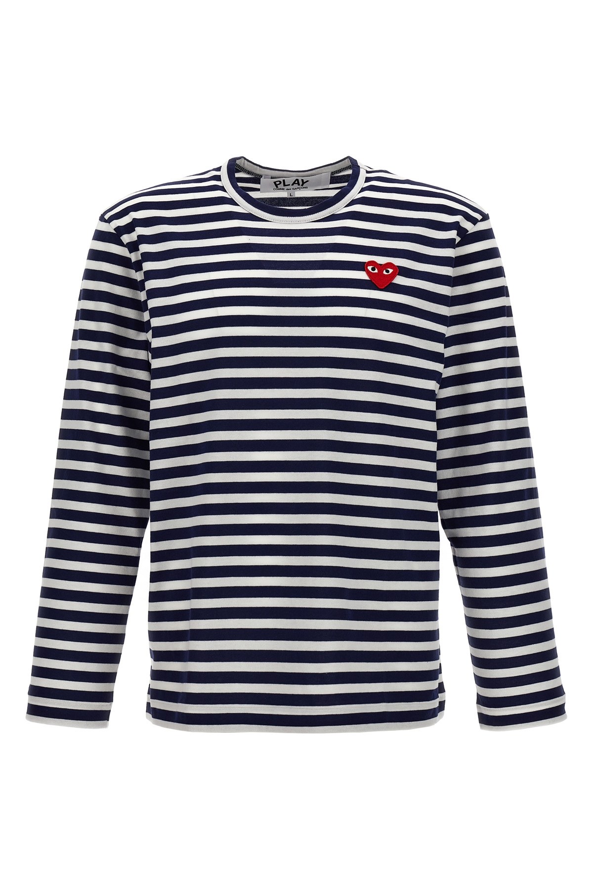 COMME DES GARÇONS PLAY T-Shirt Mit Logoaufnäher Und Streifen　COMME DES GARÇONS PLAY ロゴパッチとストライプ T シャツ COMME
