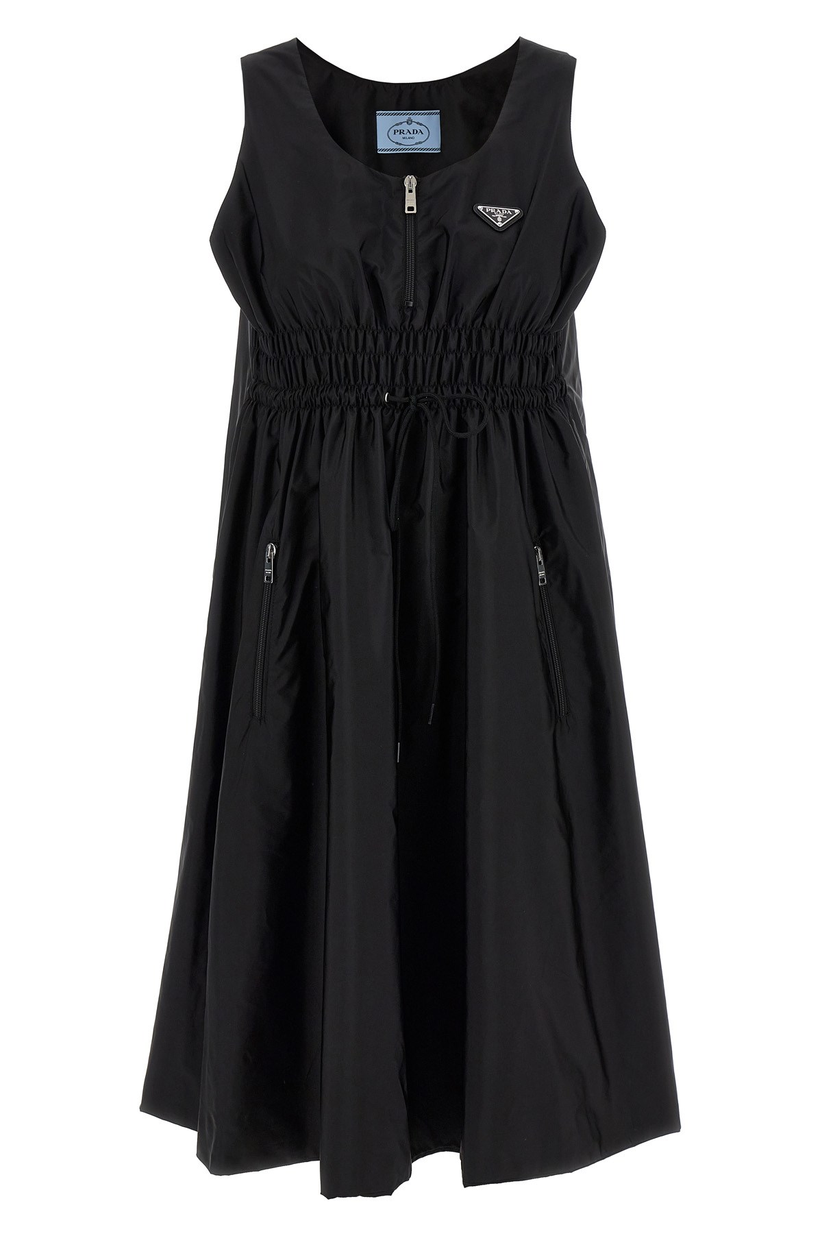 Prada Re-nylon Zip-front Recycled-polyamide Midi Dress