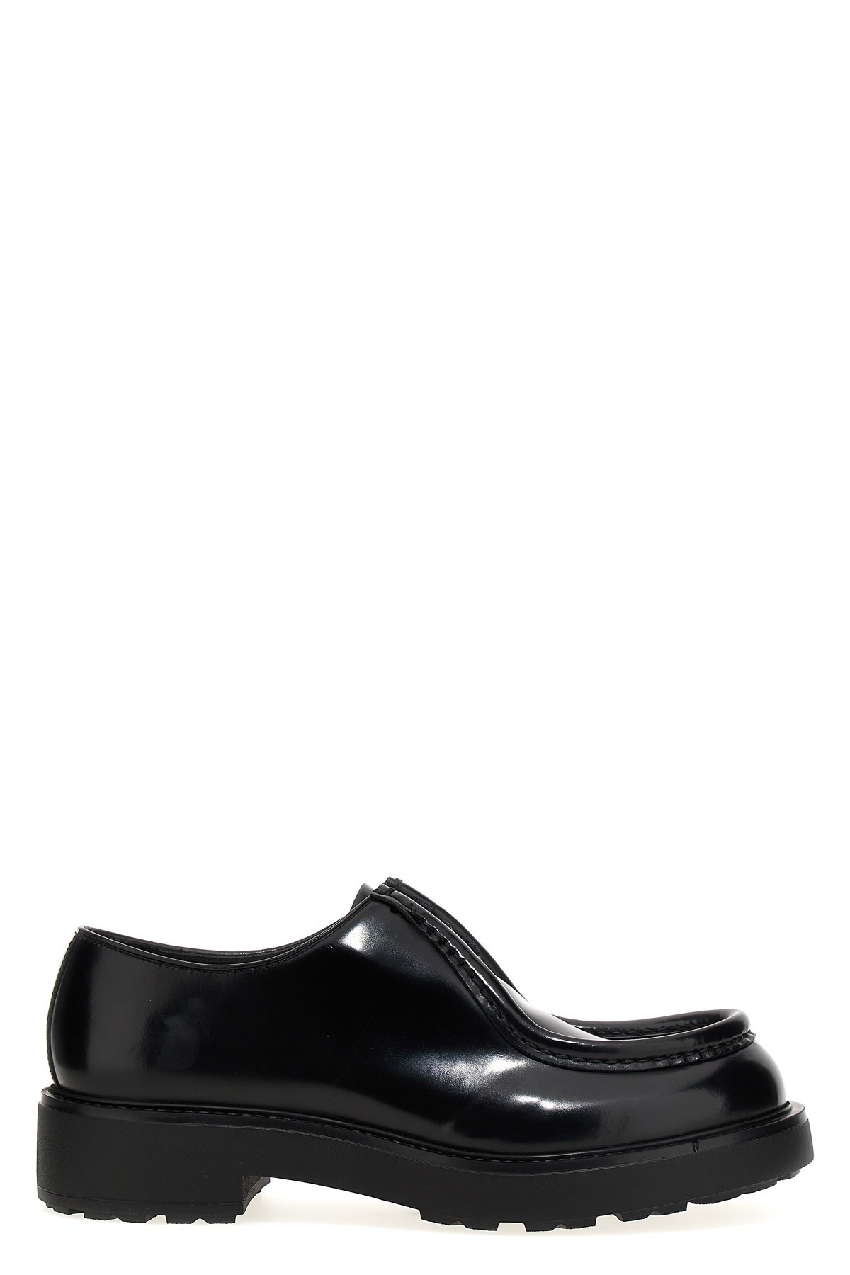 Prada Brushed Leather Lace-up Shoes Lace Up Shoes Black In Black