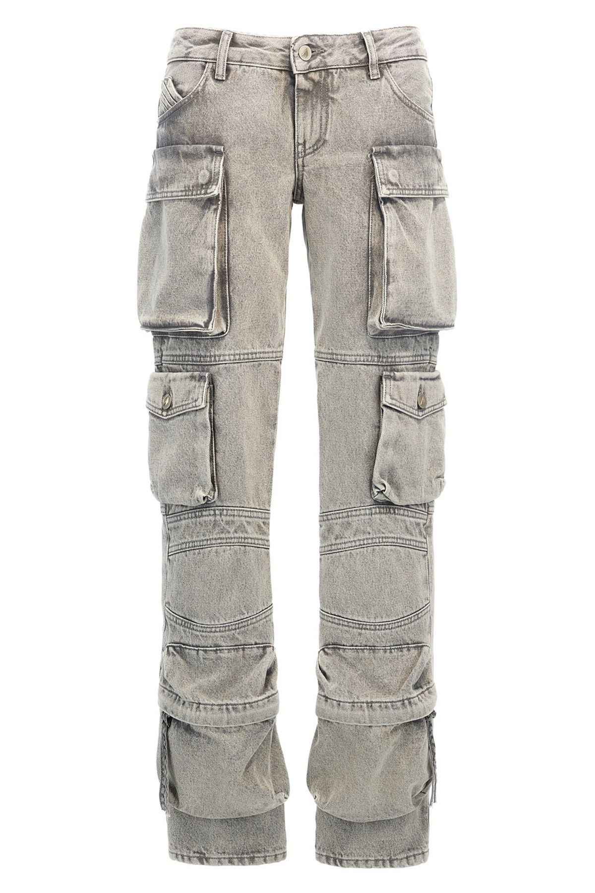 Attico 'essie' Distressed Cargo Trousers With Multiple Pockets