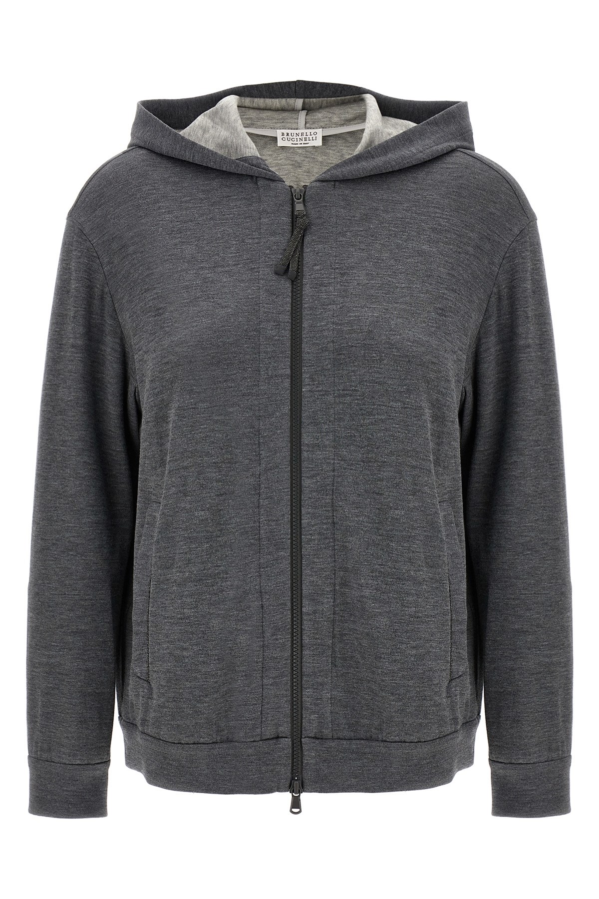 Brunello Cucinelli Precious Zipper Pull Sweatshirt Gray In Gray