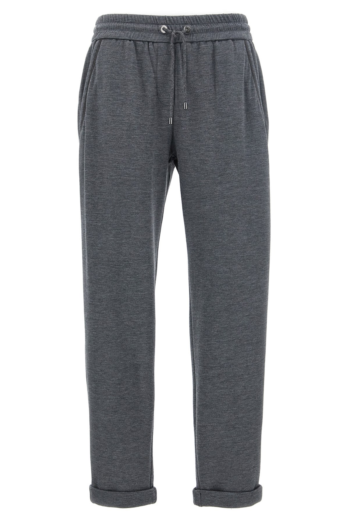 Brunello Cucinelli Women Cotton And Silk Blend Trousers In Gray