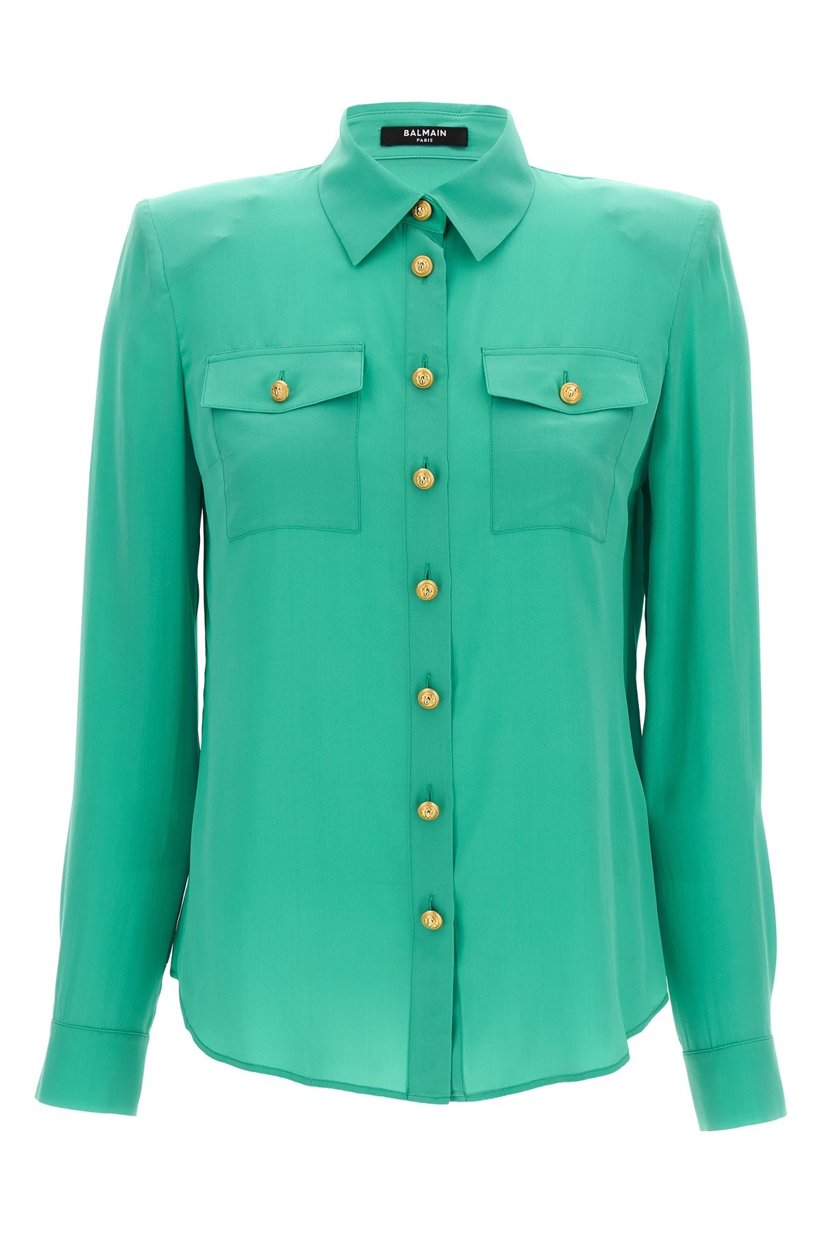 Balmain Logo Button Shirt Shirt And Blouse Light Blue