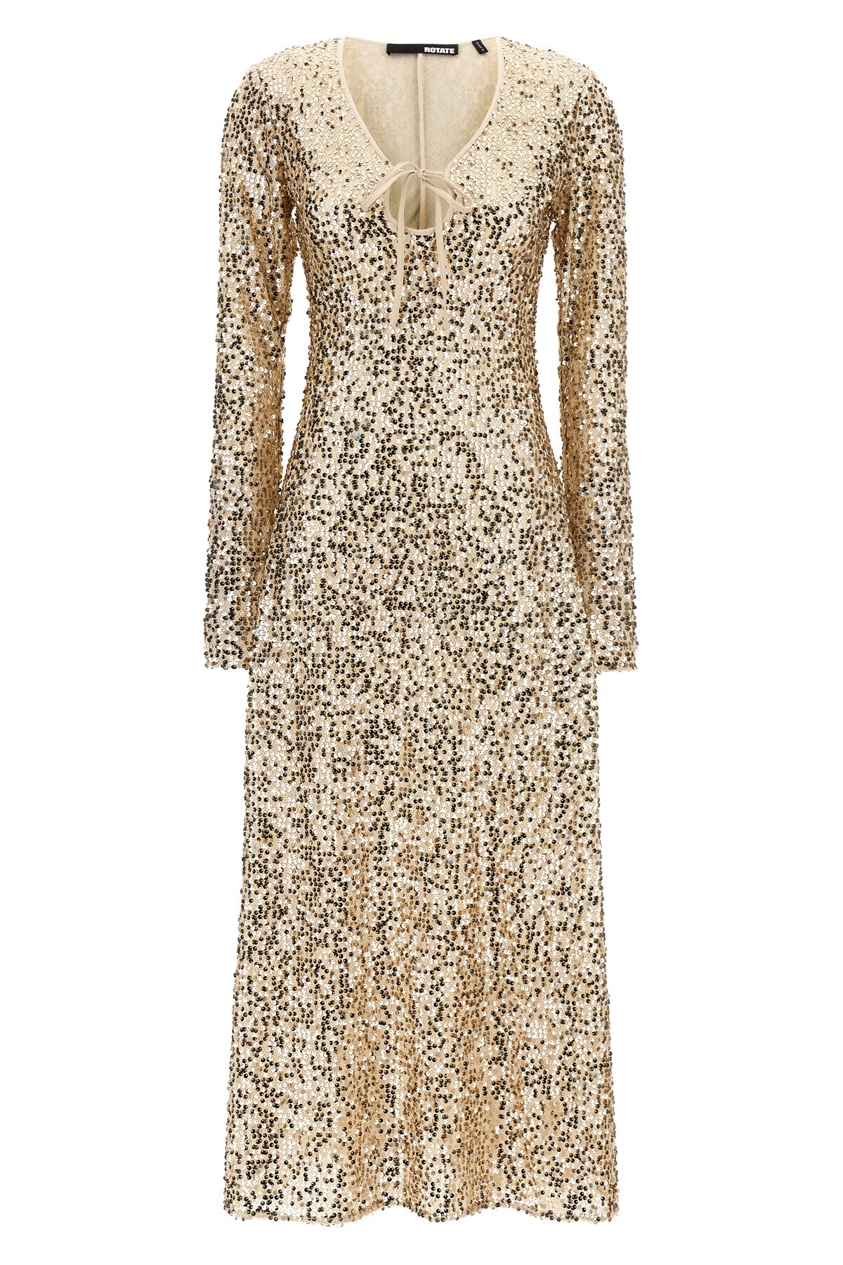 Rotate Birger Christensen Net Sequins Midi Dresses Gold