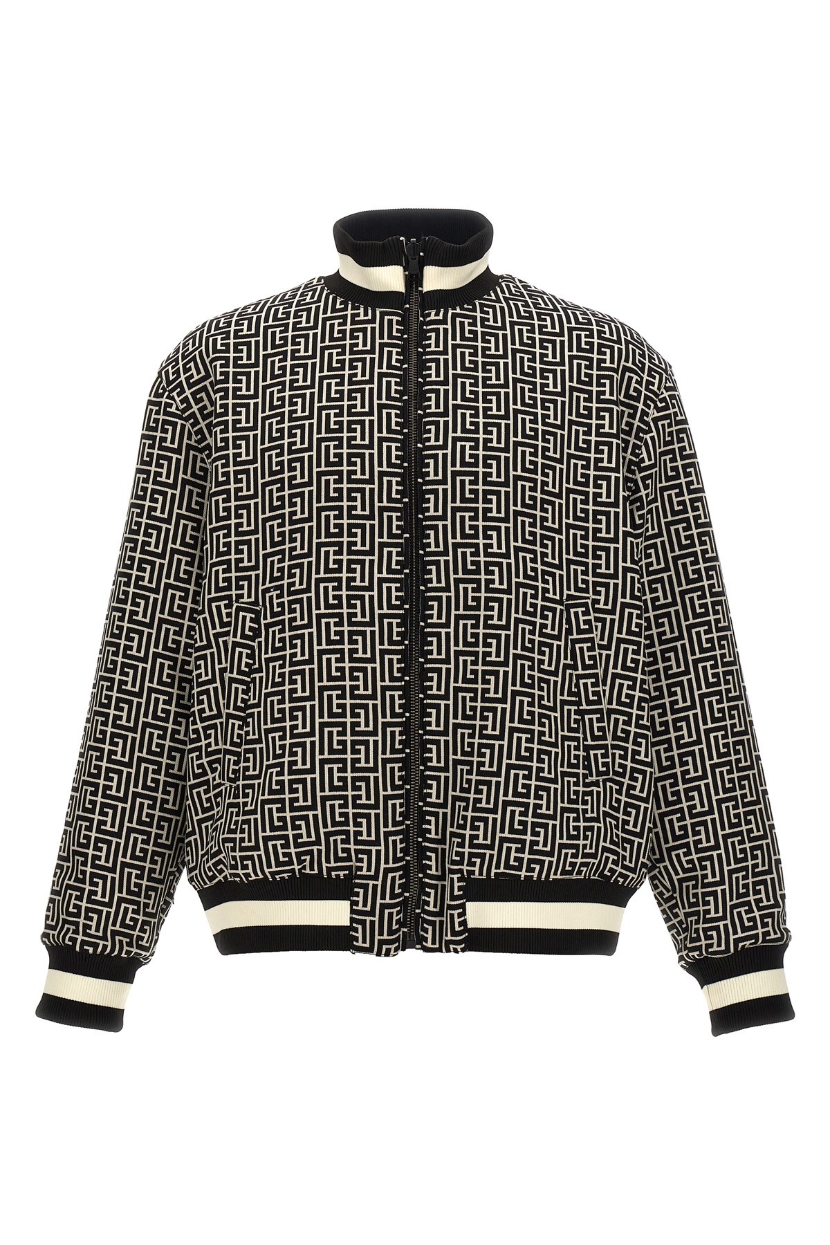 Balmain Black Monogram Reversible Bomber Jacket