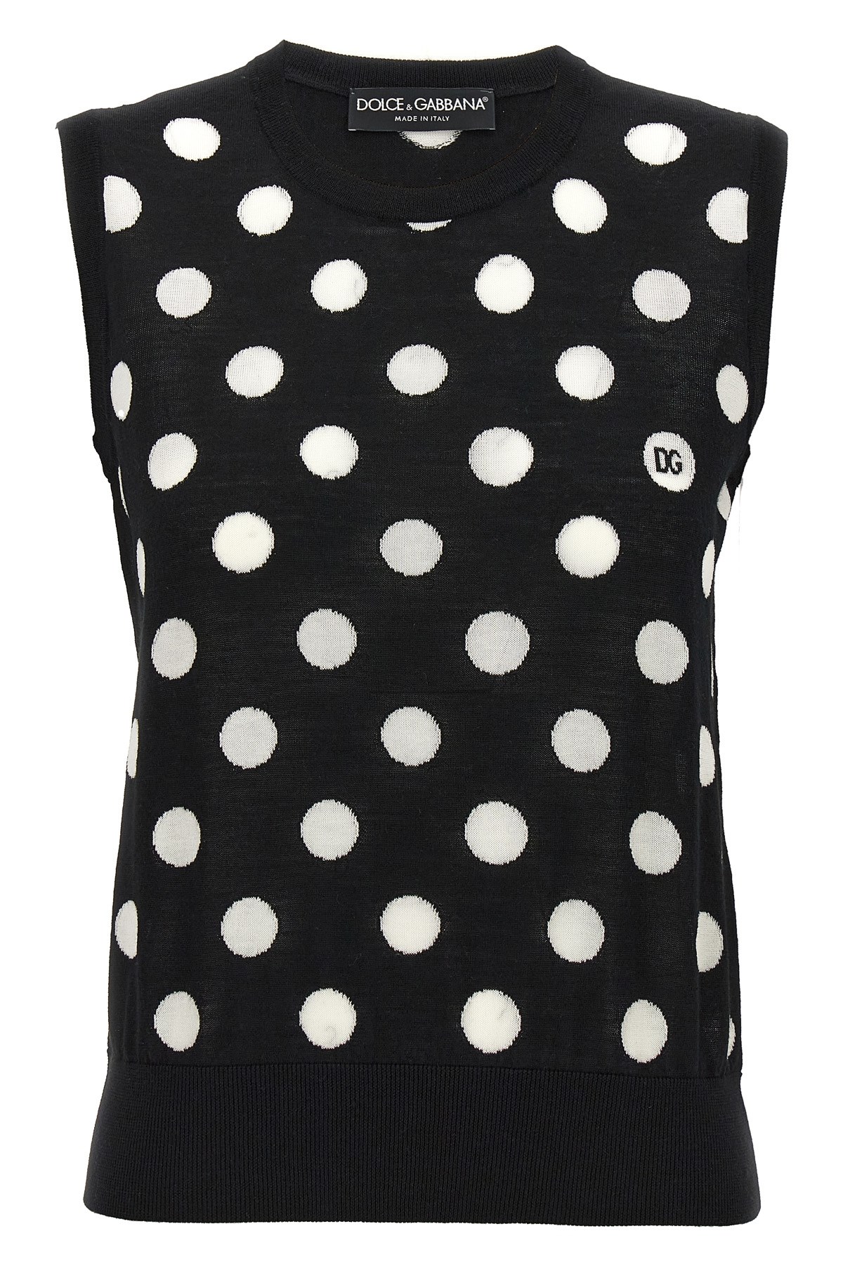 Dolce & Gabbana Polka Dot Wool-blend Sweater Vest In Black
