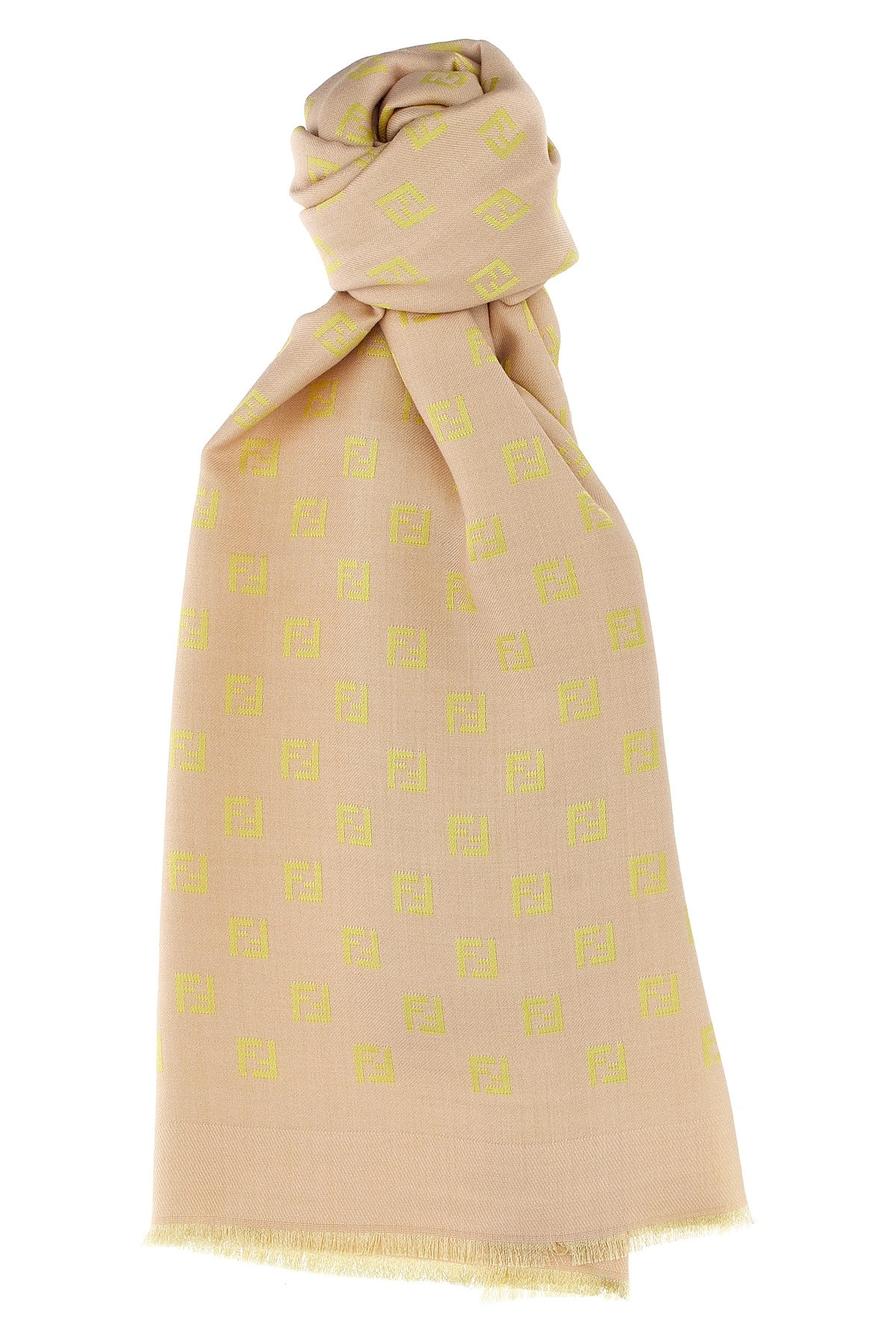 Fendi Patterned Fringed Lightweight Shawl
