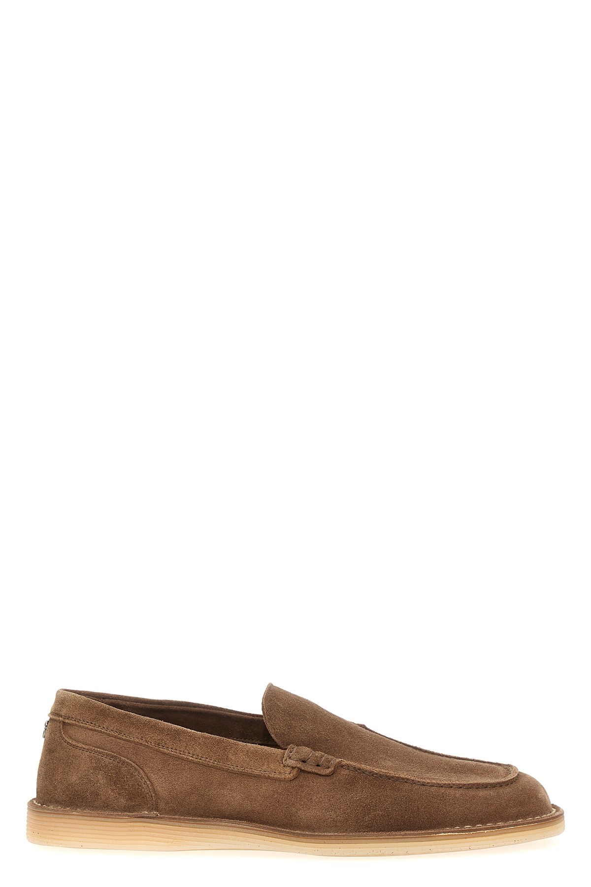 Dolce & Gabbana Brown Suede Loafers With Rubber Sole In Brown