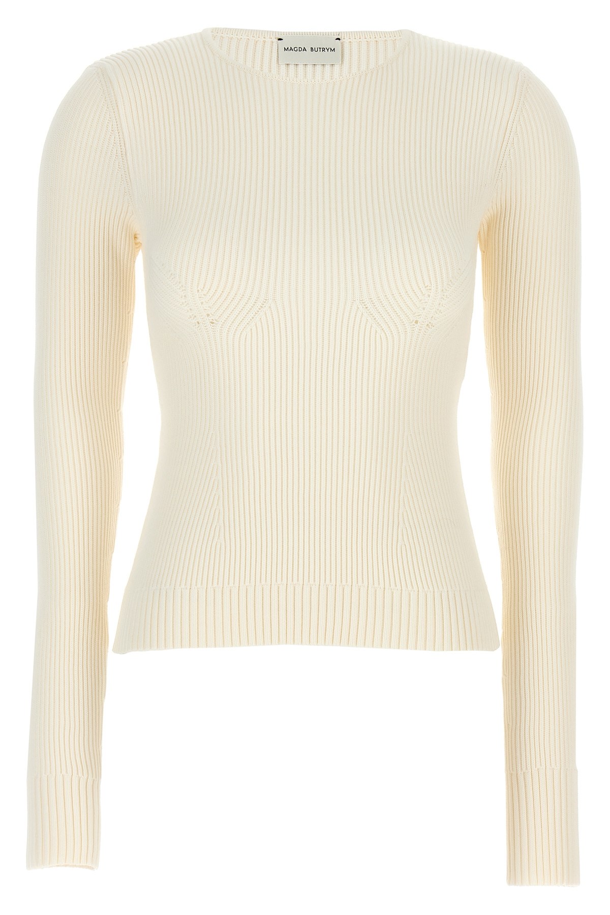 Magda Butrym Ribbed Viscose Blend Sweater In Neutral
