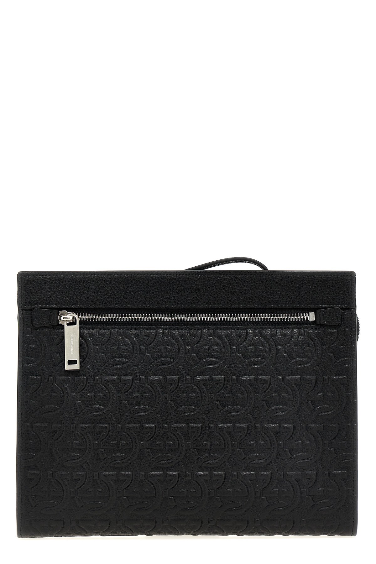 Ferragamo 'gancini' Clutch In Black