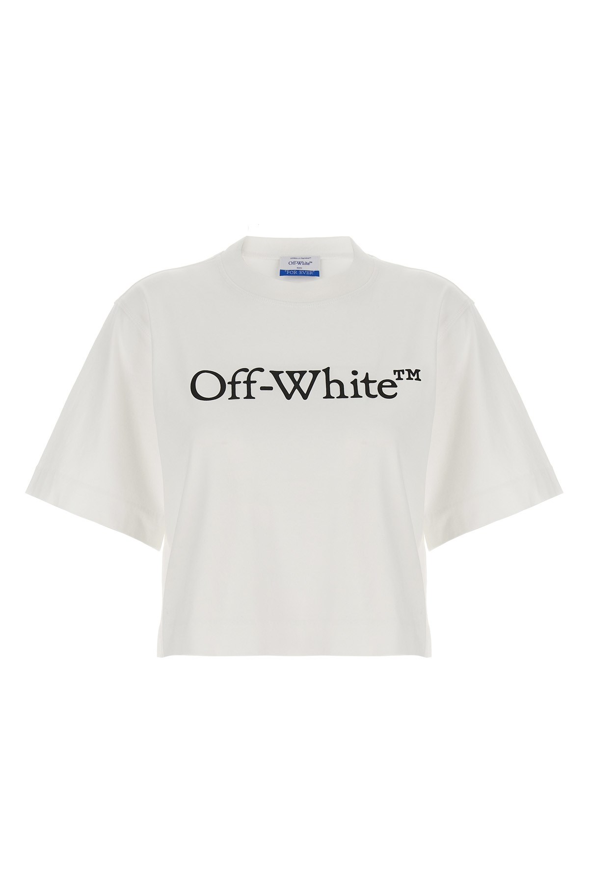 Off-white Off White Big Logo Bookish Cropped T Shirt In White