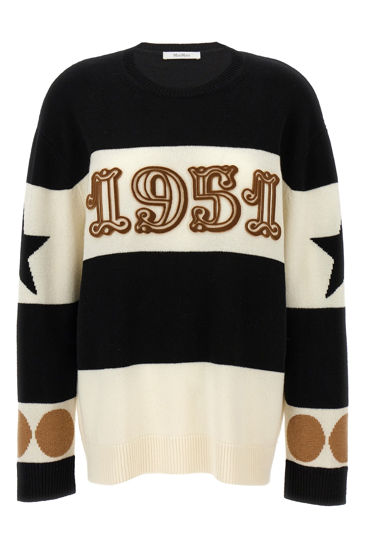 Max Mara Wool And Cashmere Sweater With Flocked 1951 Motif