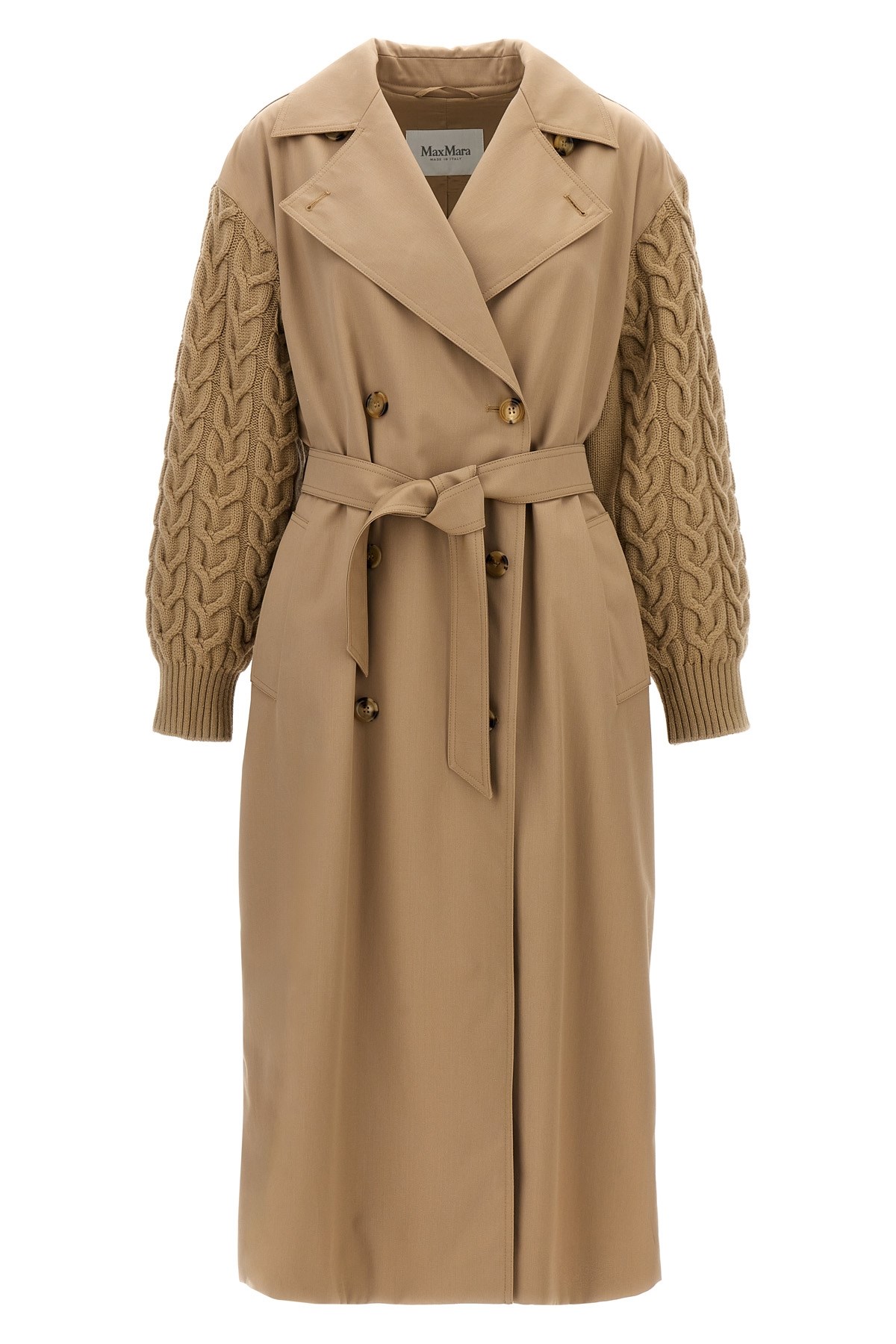 Max Mara Womens Camel Cicladi Belted-waist Wool And Cotton Coat