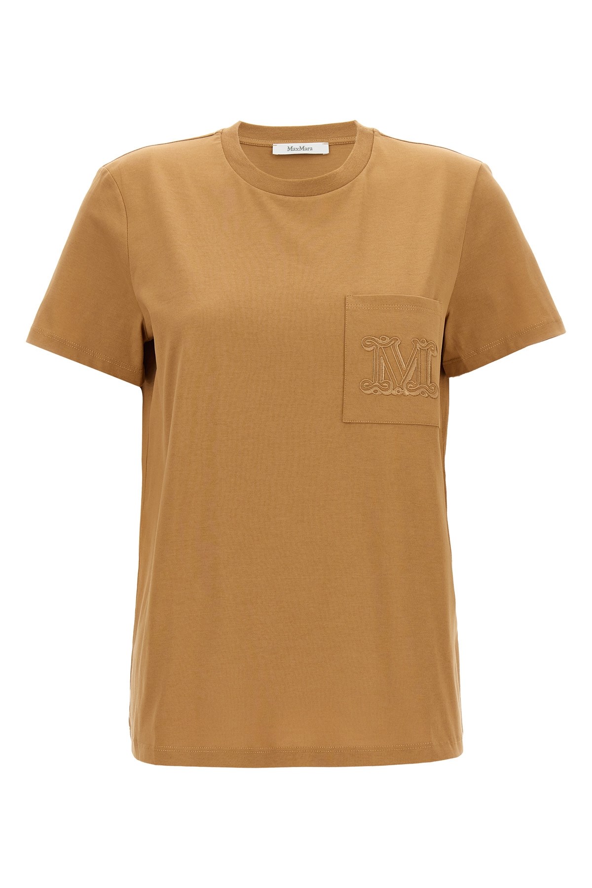 Max Mara Clay-coloured Cotton T-shirt With Logo In Neutral