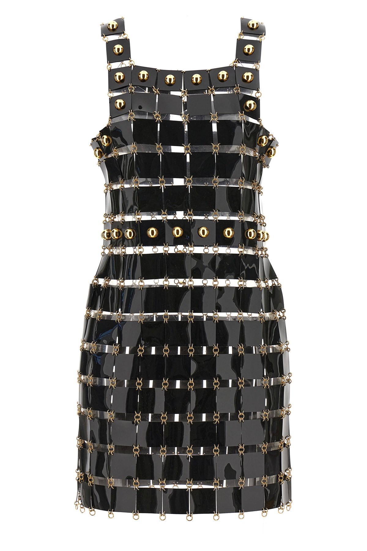 Rabanne Sleeveless Square Neckline Knee-length Dress In Black