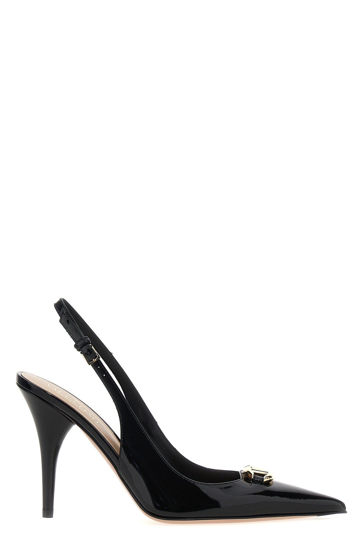 Valentino Vlogo 100 Embellished Patent-leather Slingback Pumps