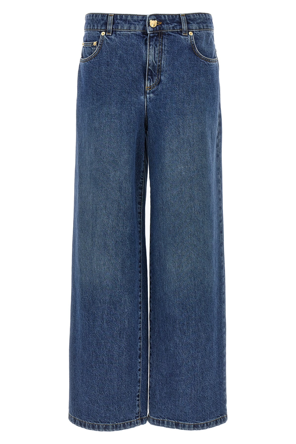 Moschino Wide-leg Denim Jeans With Teddy Button Closure In Blue