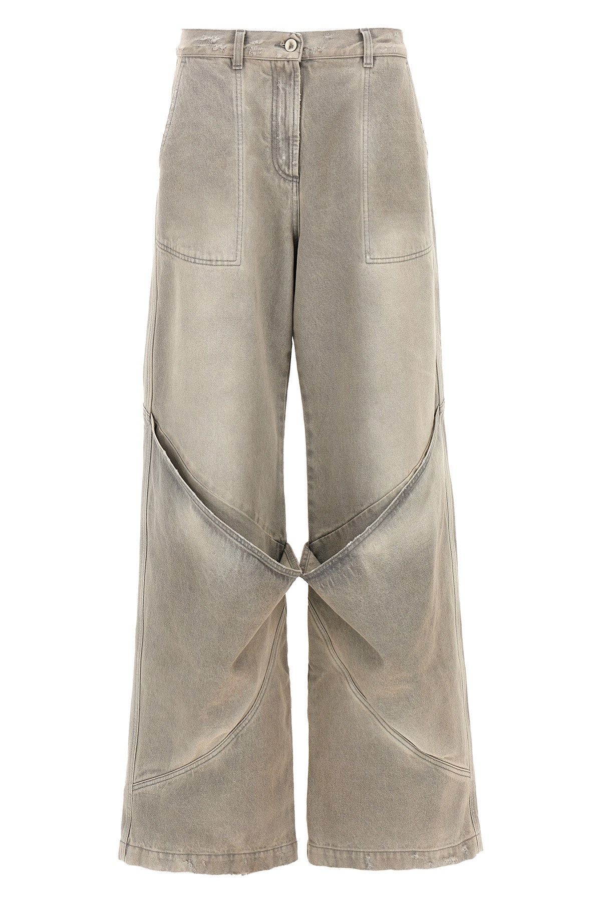 Attico Low-rise Wide-leg Jeans In Neutral