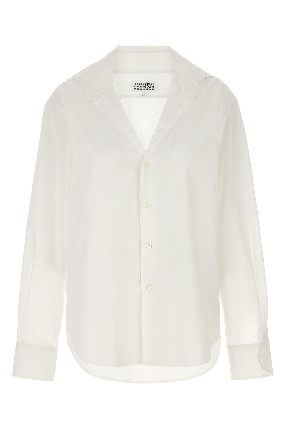 Mm6 Maison Margiela Mm6 By Maison Margiela V-neck Cotton Shirt With Long Cuffed Sleeves In White